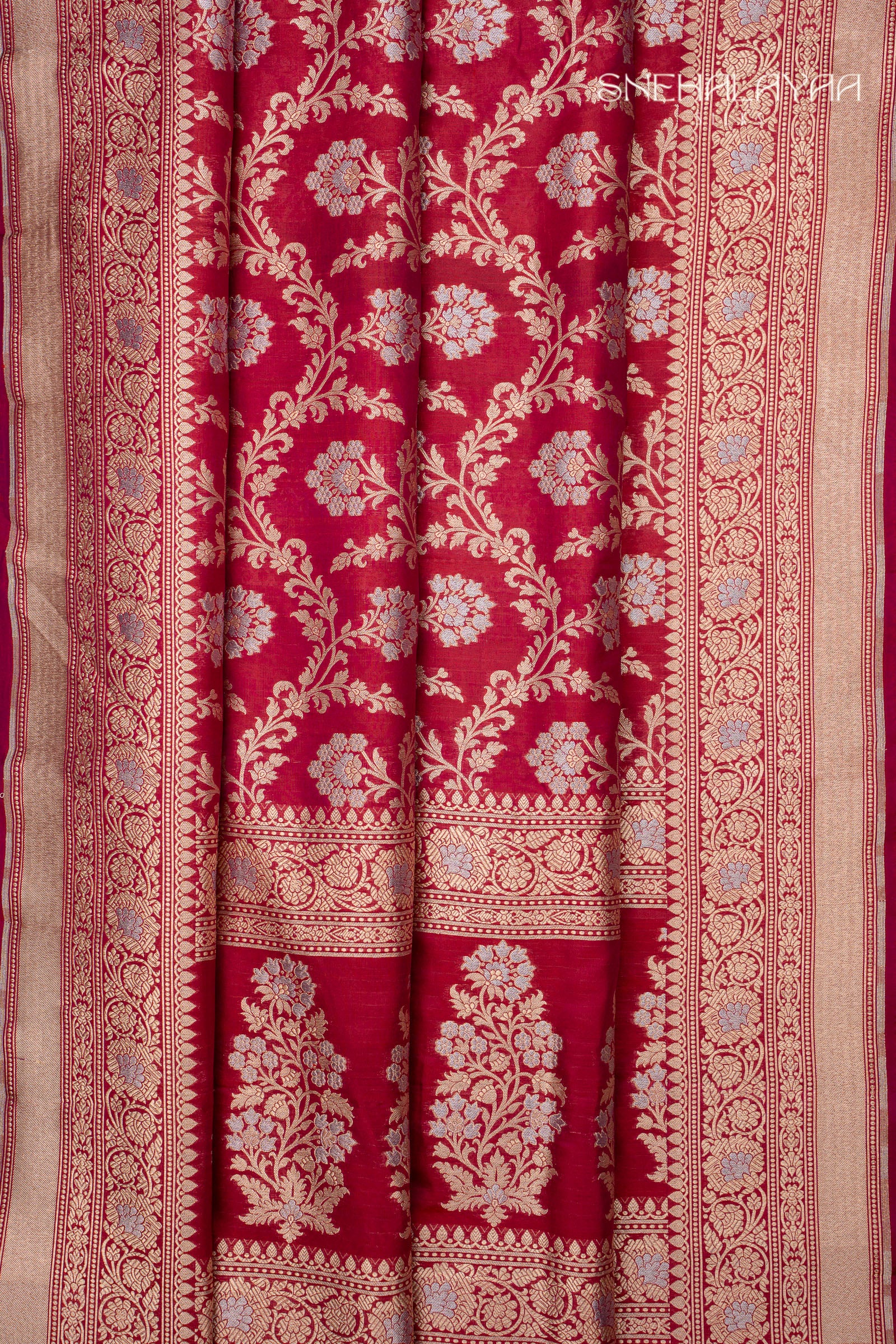 Candy Red Banaras Silk Saree