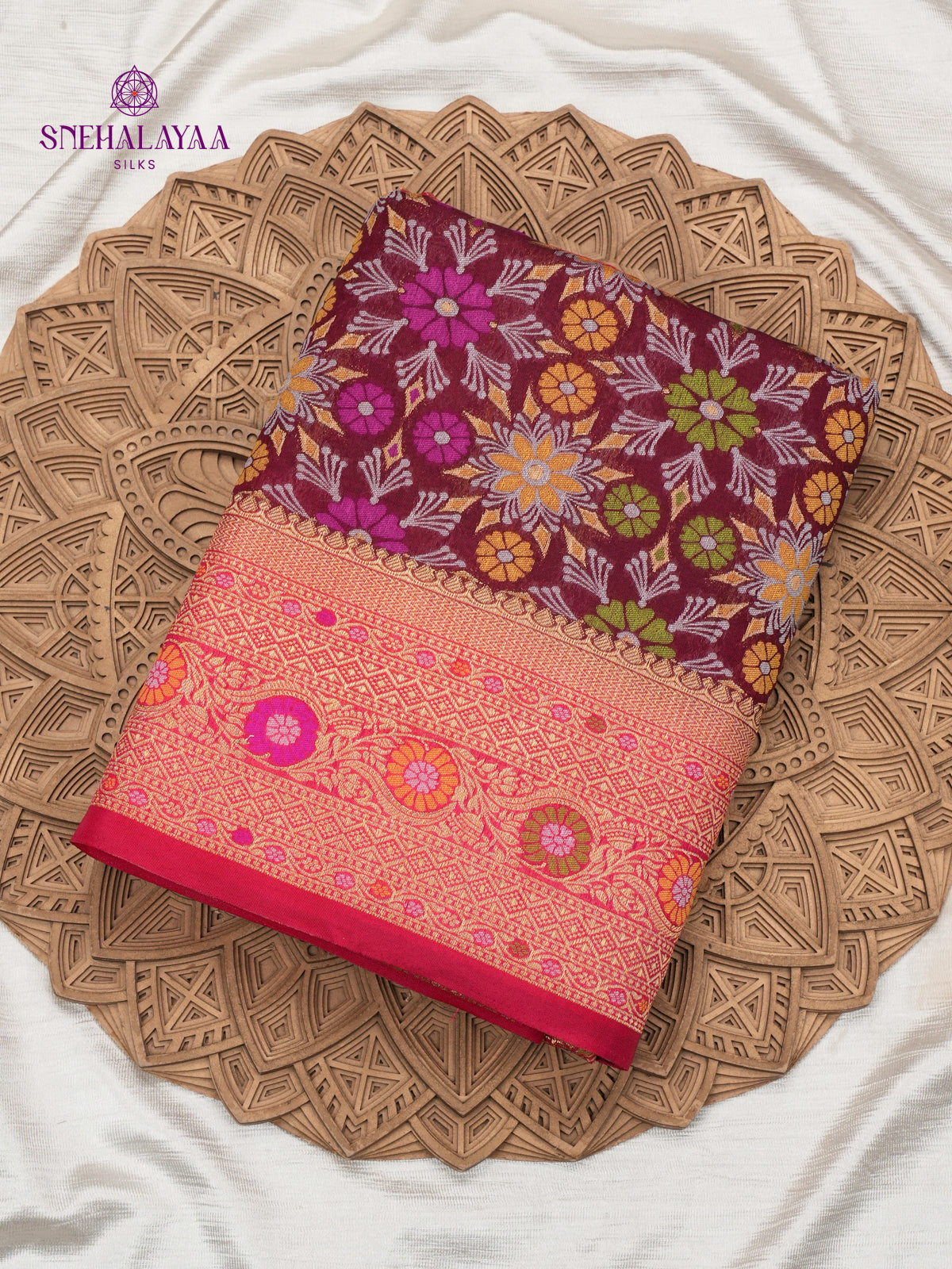 Rich Maroon Ikat Saree