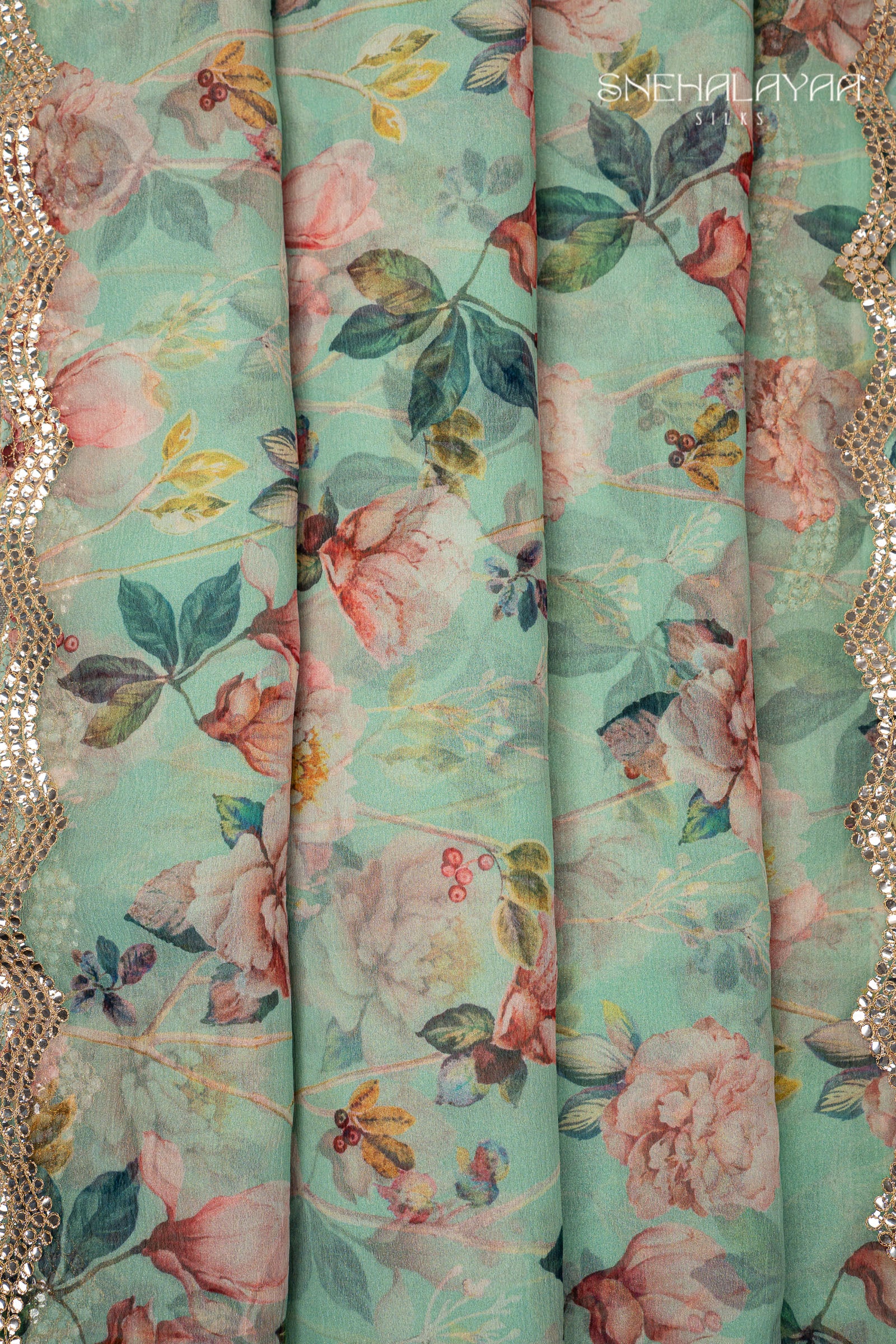 Mint Green Crush Saree