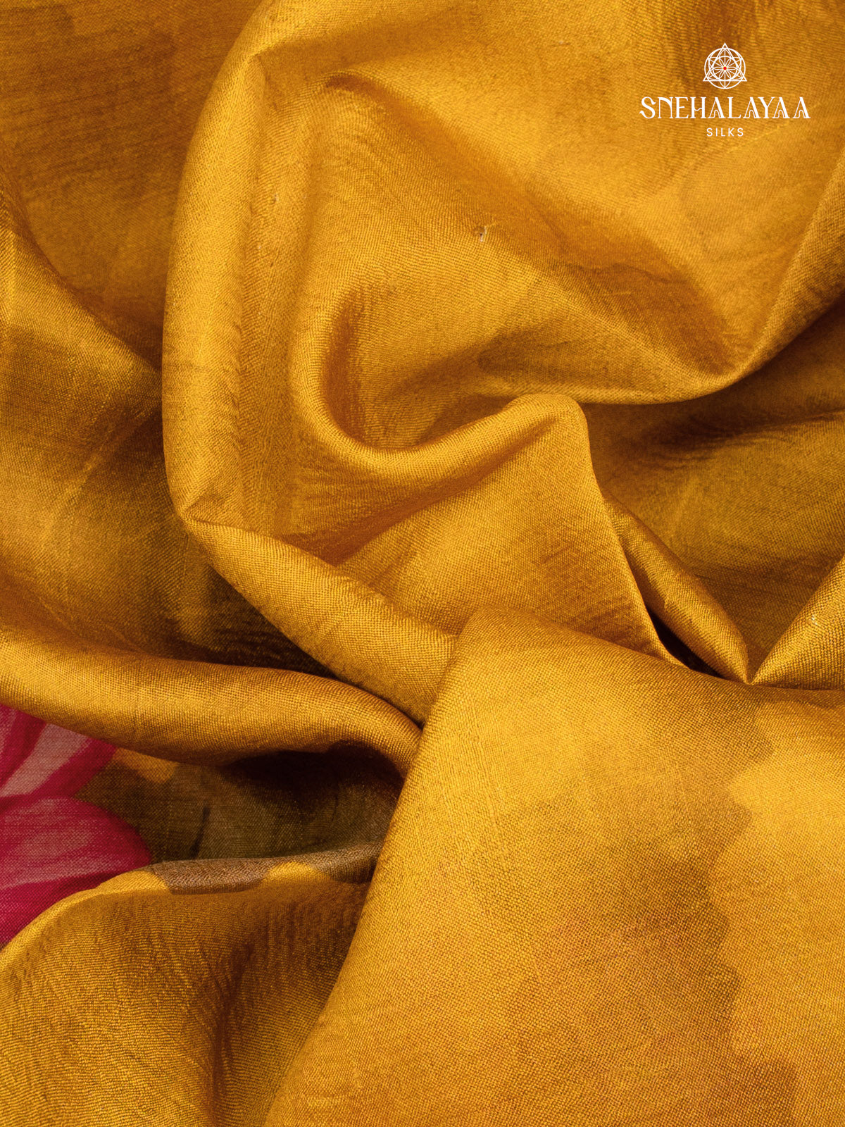 Yellow Printed Tussar Saree