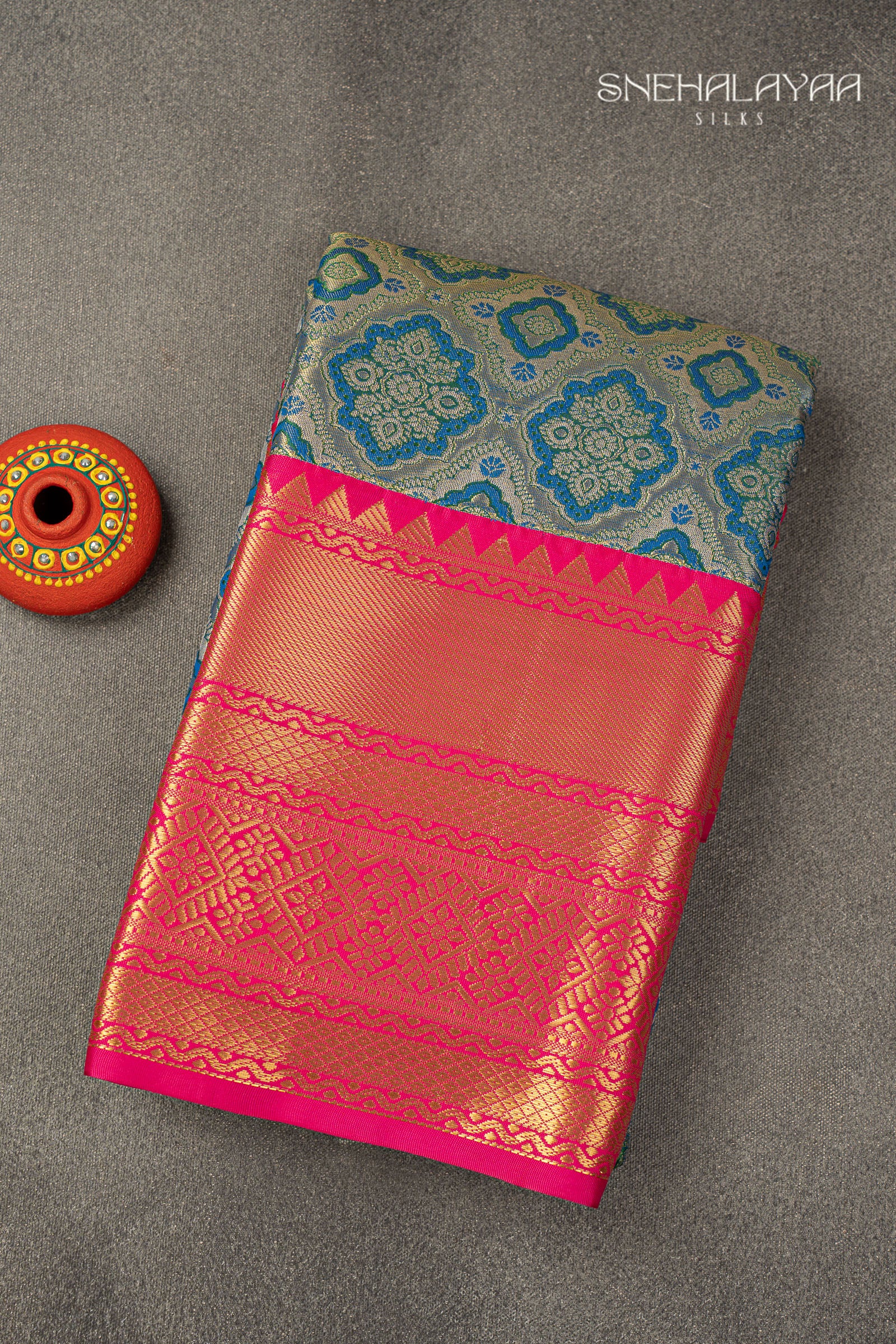 Cerulean Blue Art Silk Saree