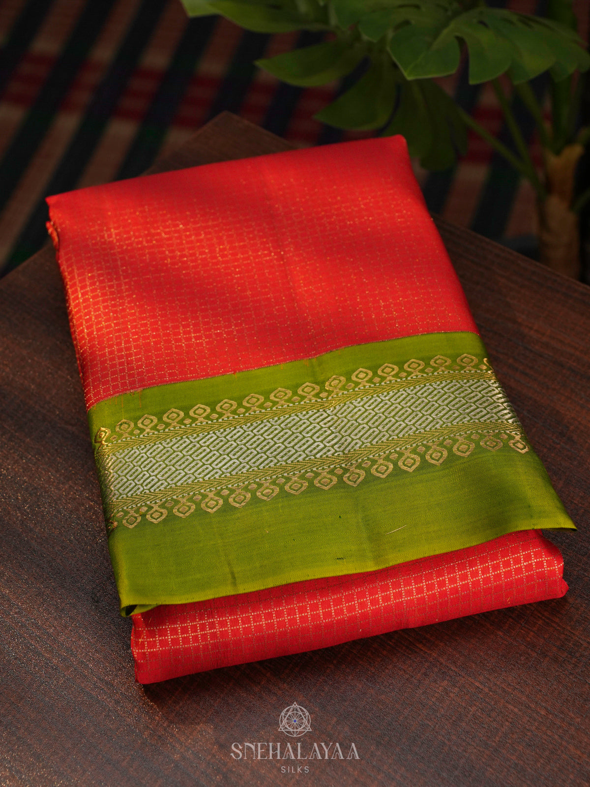 Rust Orange Kanjivaram Silk saree