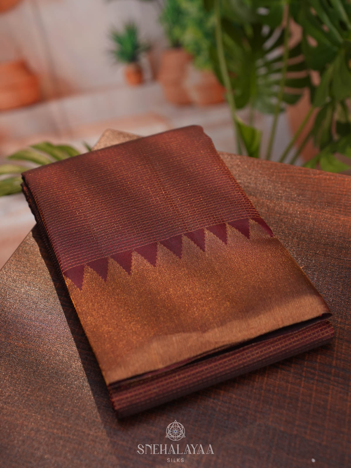 Plum Kanjivaram silk saree