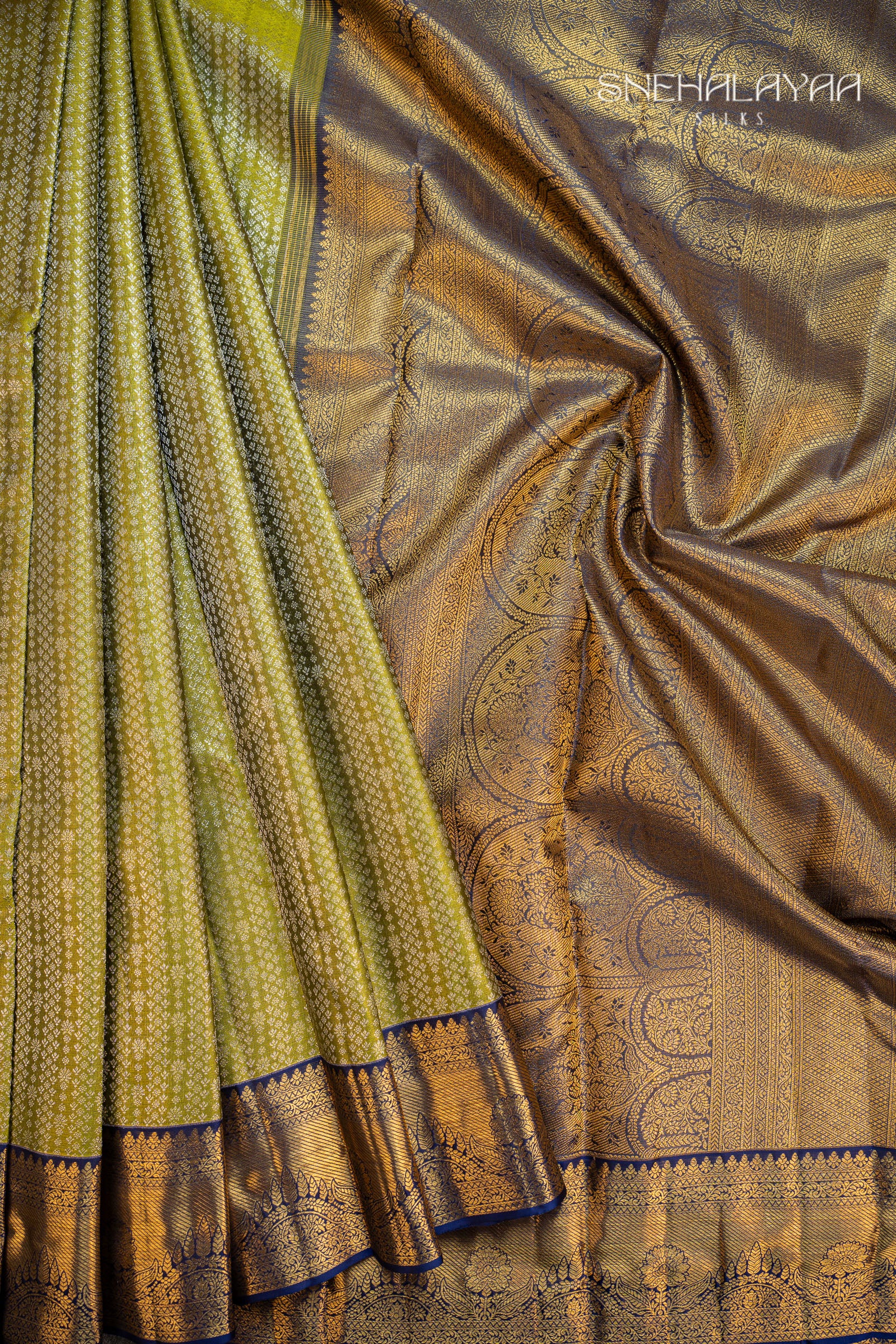 Pear Green Kancheevaram Tissue Silk Saree