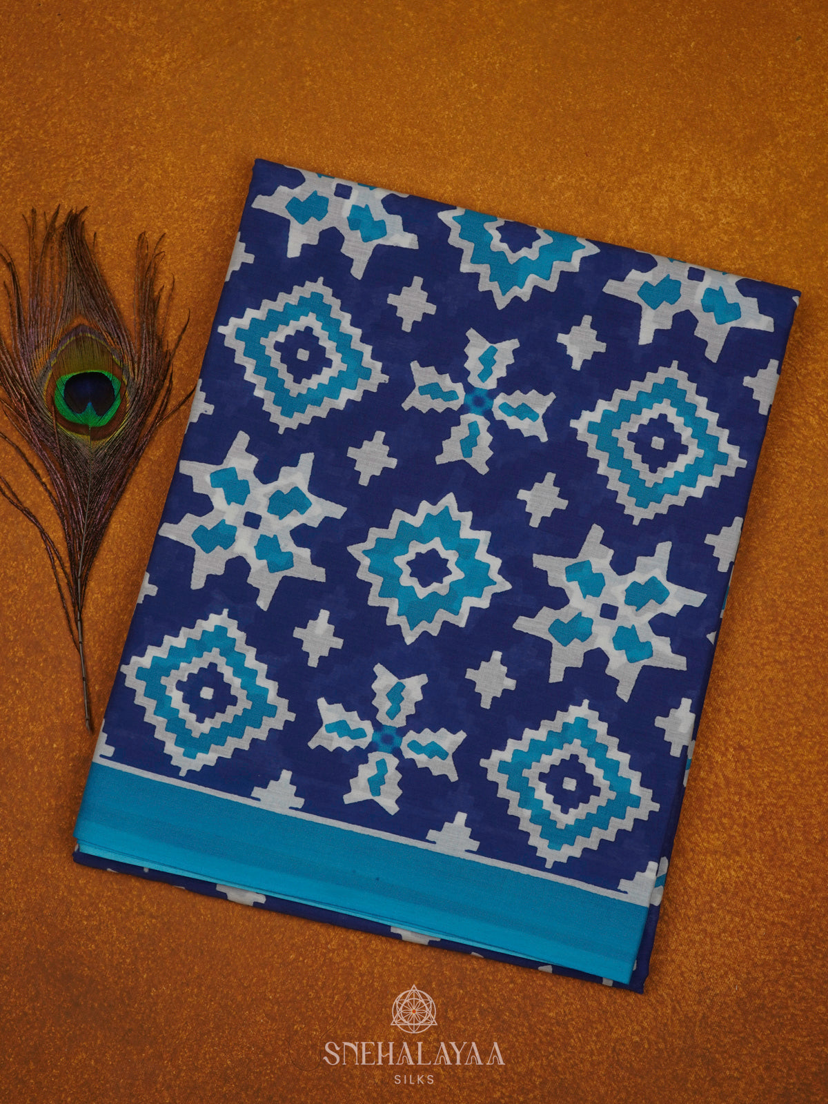 Navy Blue Jaipur Cotton Saree