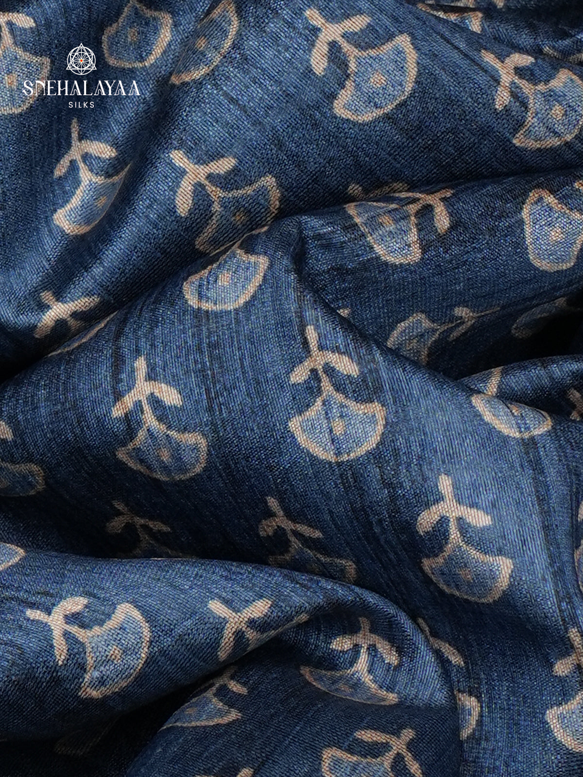 Teal Blue Tussar Embroidery Saree