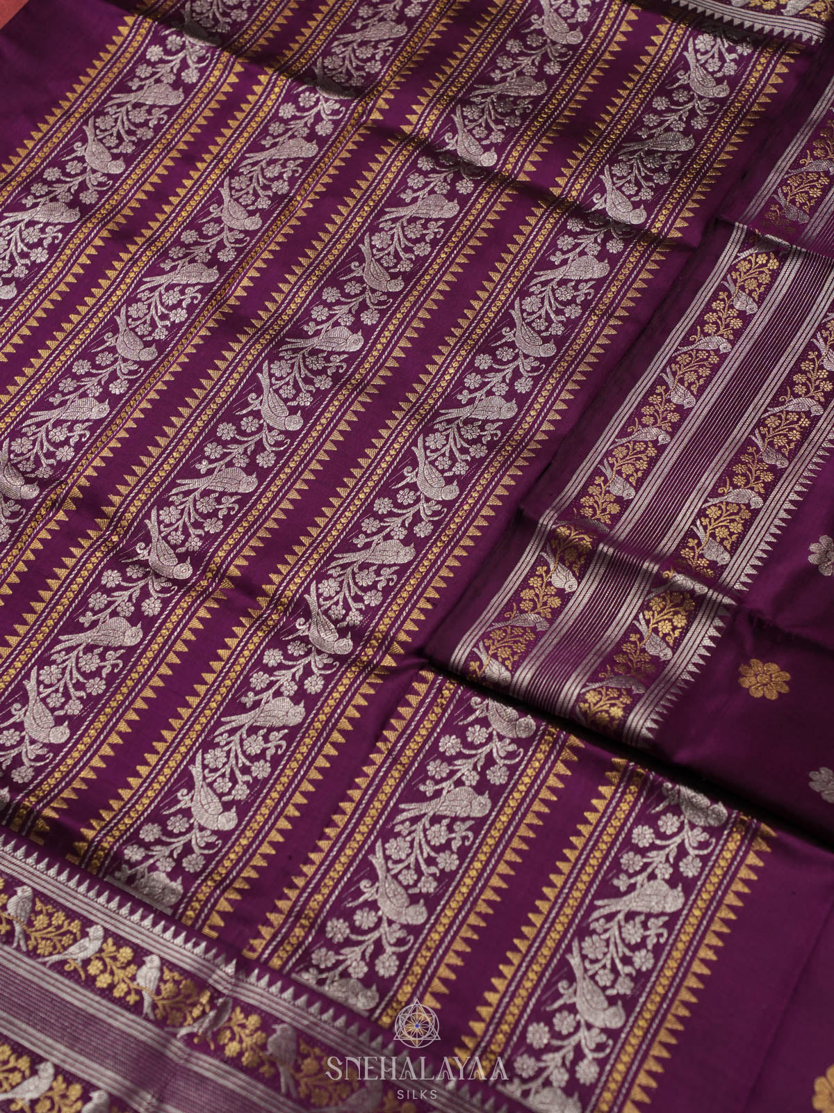 Burgundy Venkatagiri Silk Saree