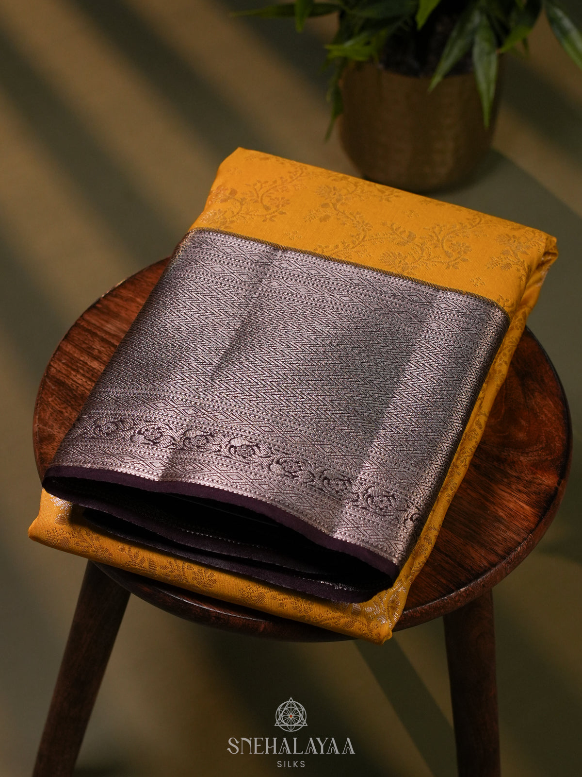 Mango Yellow Art Silk Saree