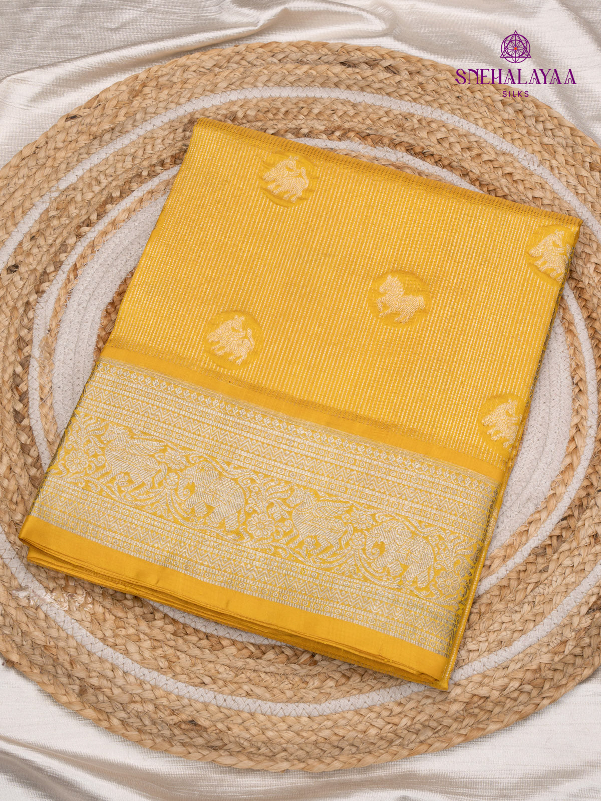 Mango Yellow Venkatagiri Silk Saree
