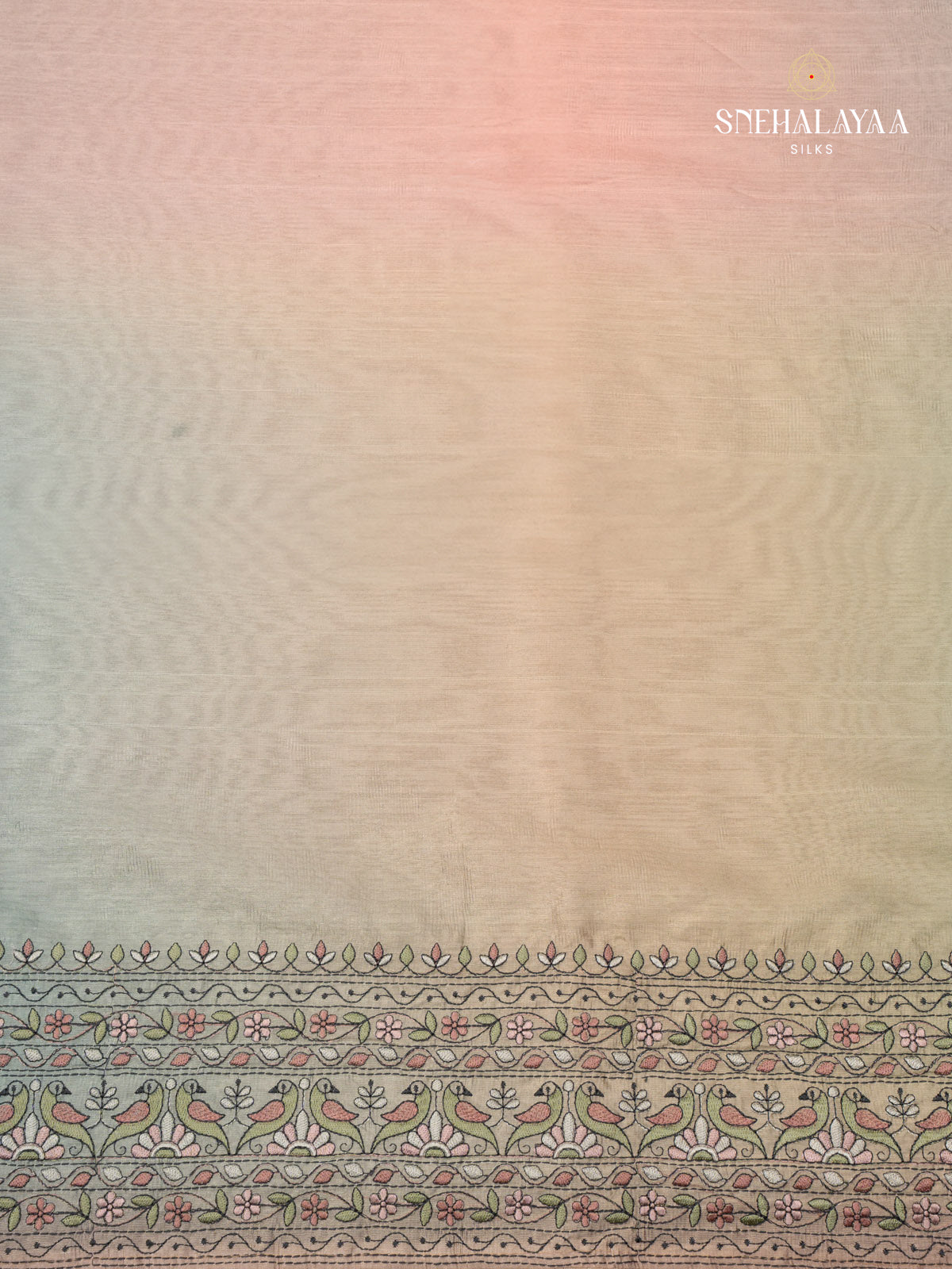 Blue Linen Embroidery Saree