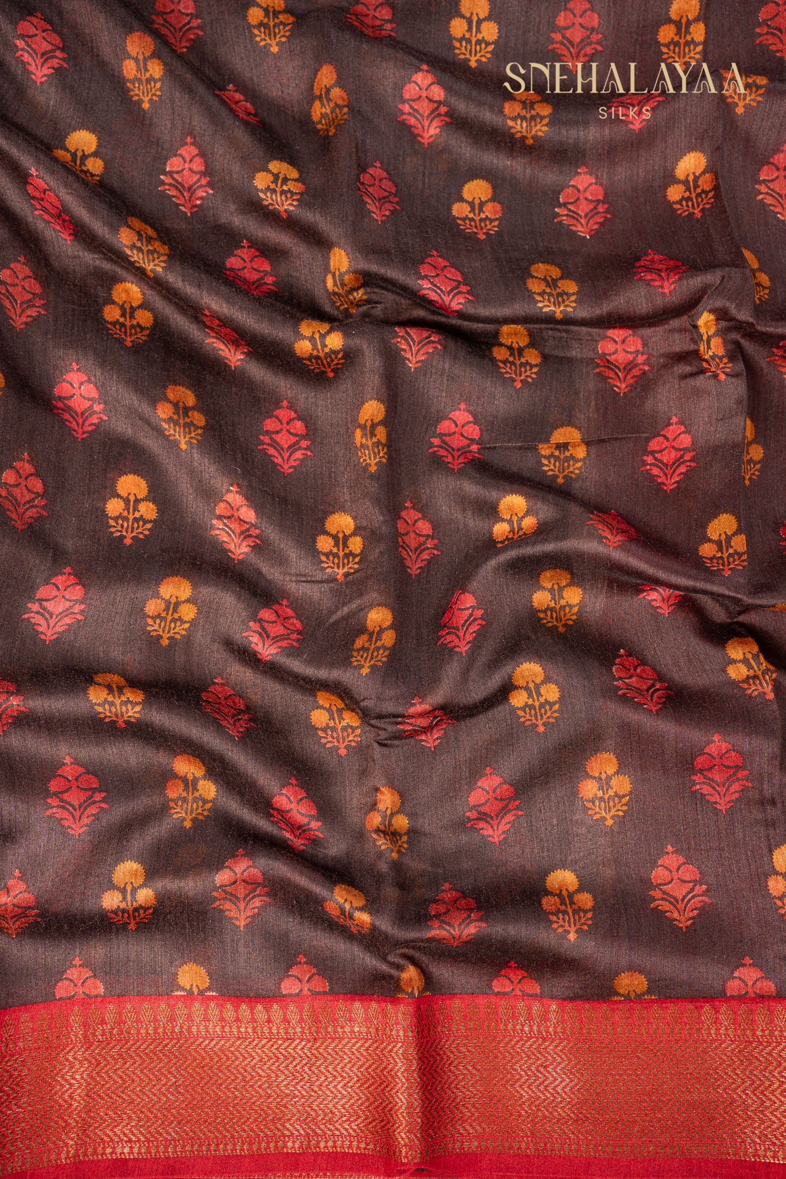 Pecan Brown Chanderi Saree