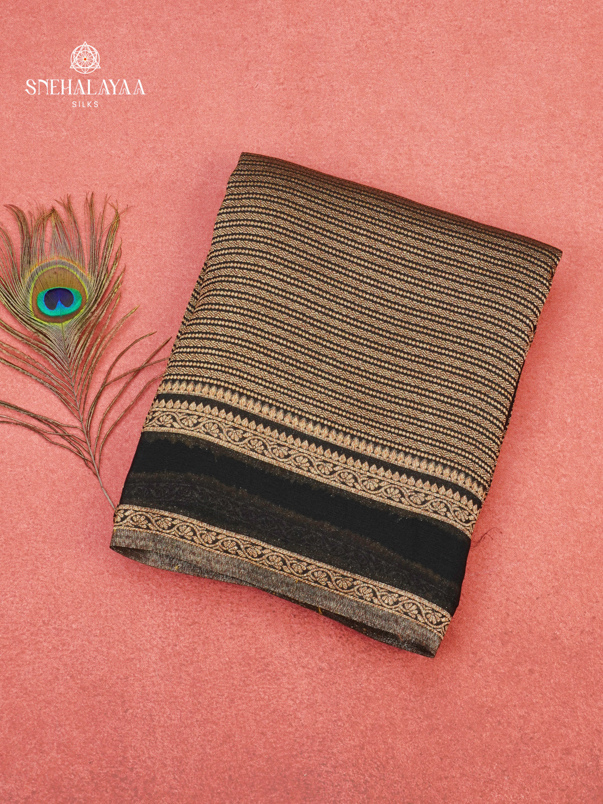 Black Banaras Crepe Silk Saree