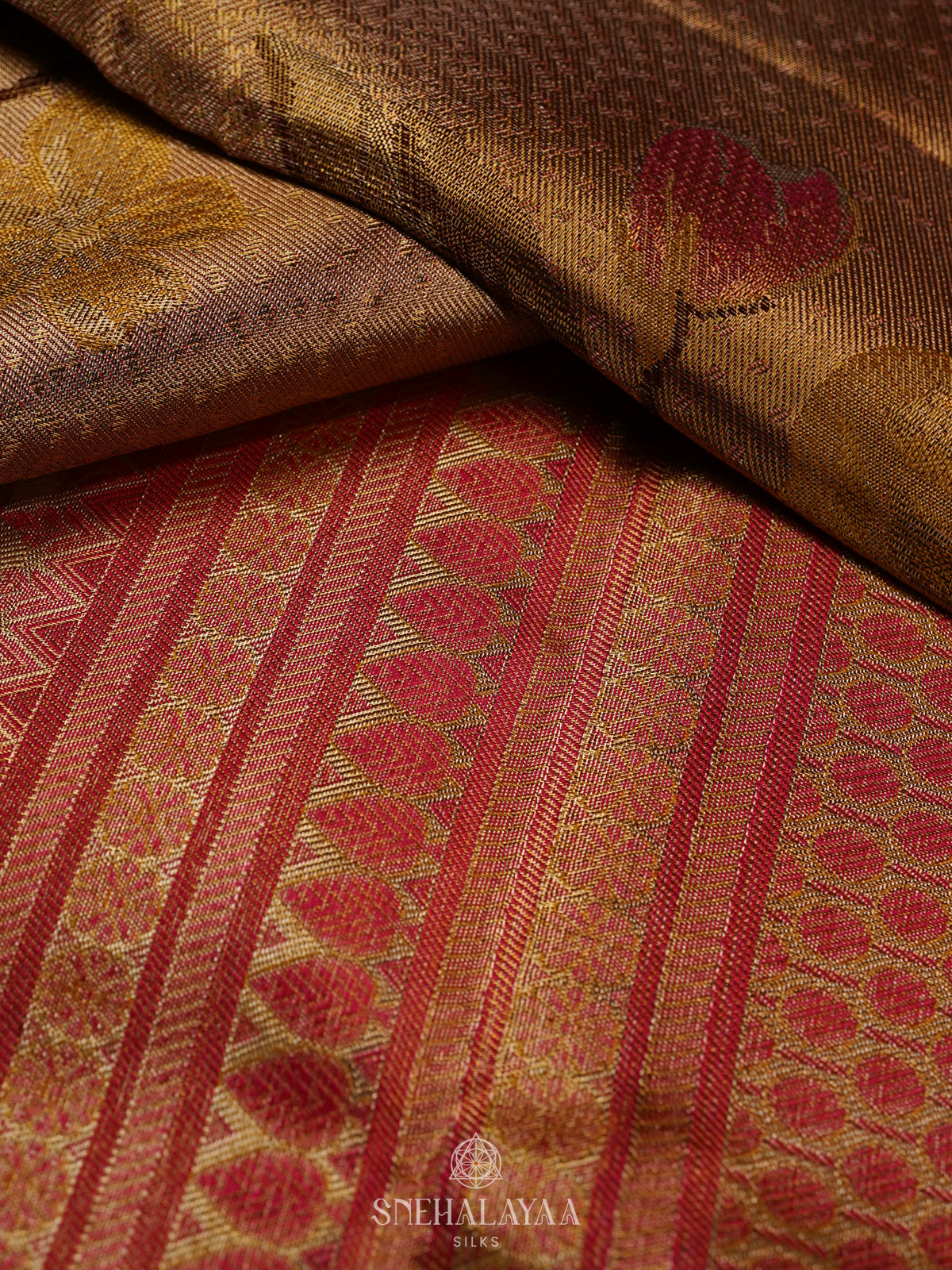 Golden Kanjivaram Silk Saree