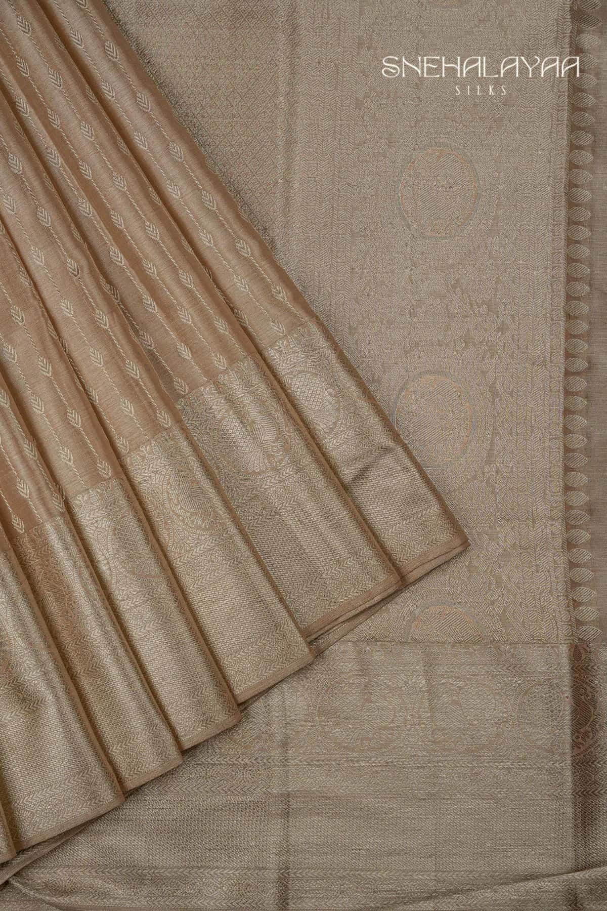Beige Kancheevaram Tissue Silk Saree