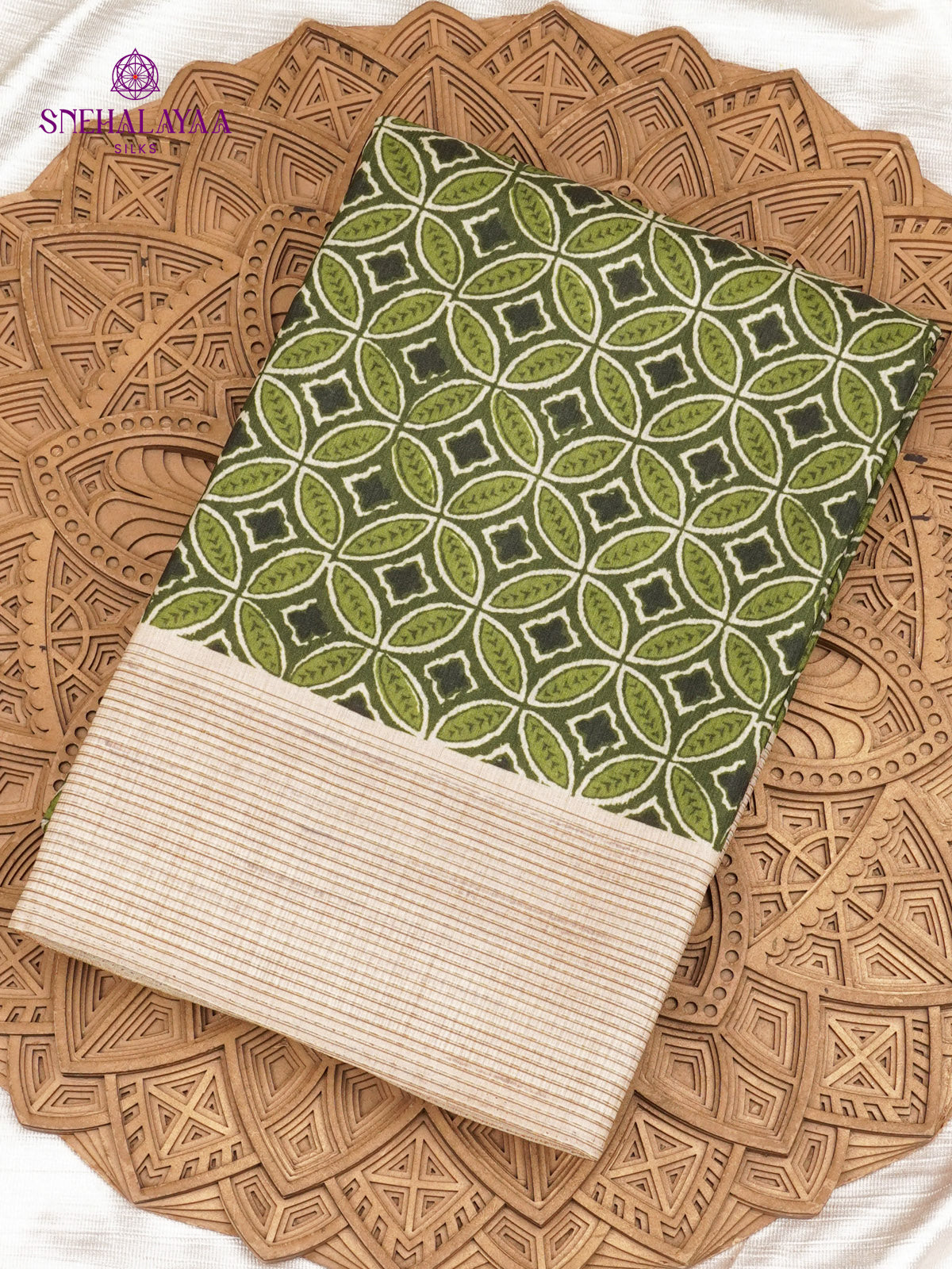 Olive Green Tussar Saree