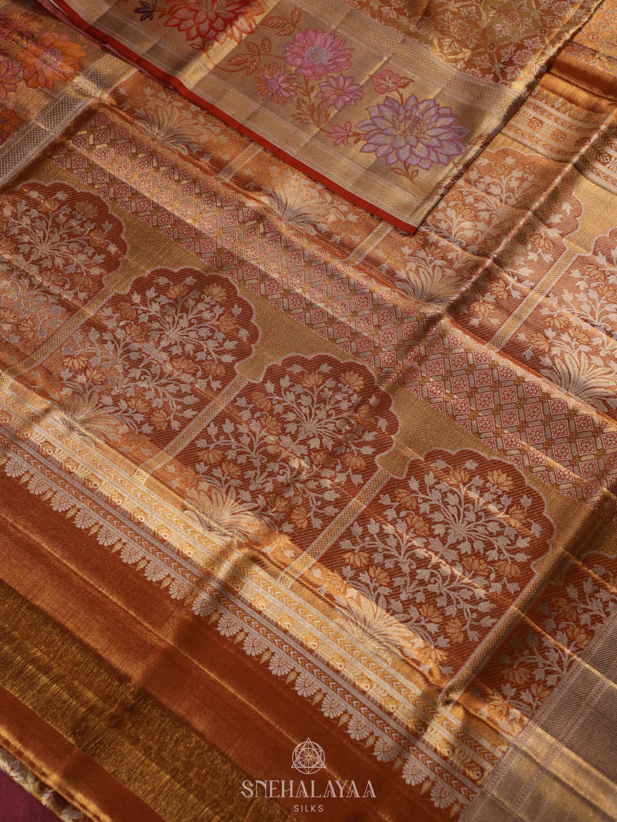 Golden Kanjivaram Silk Saree