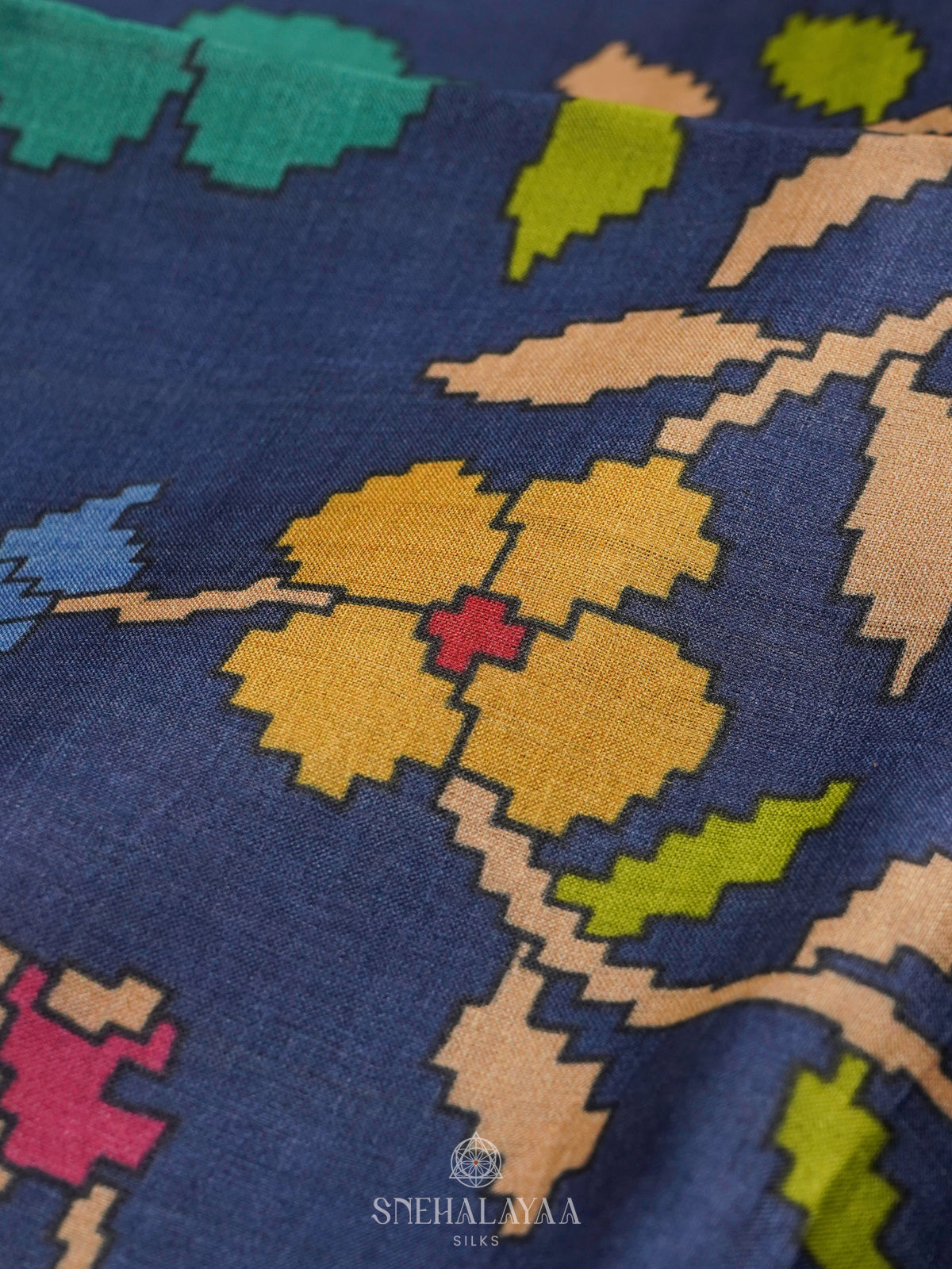 Navy Blue Tussar Saree