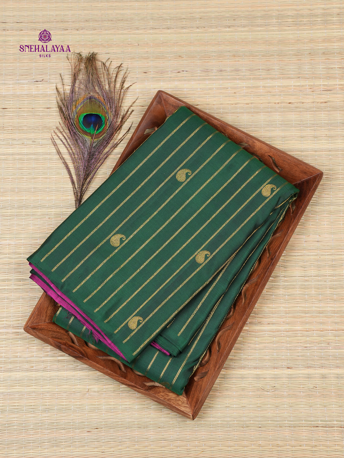 Bottle Green Kanjivaram Silk Saree