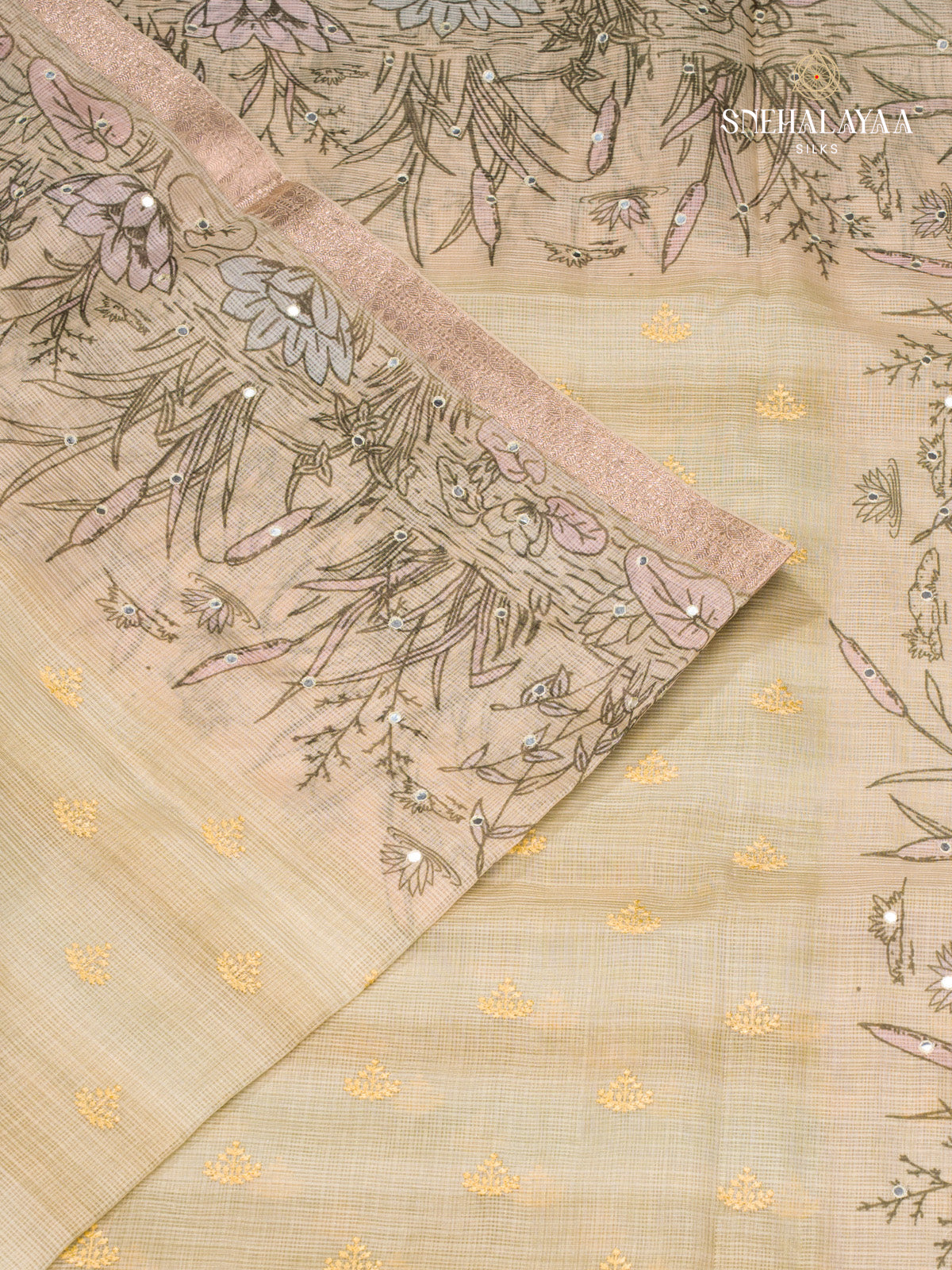 Sandal Kota Embroidery Saree