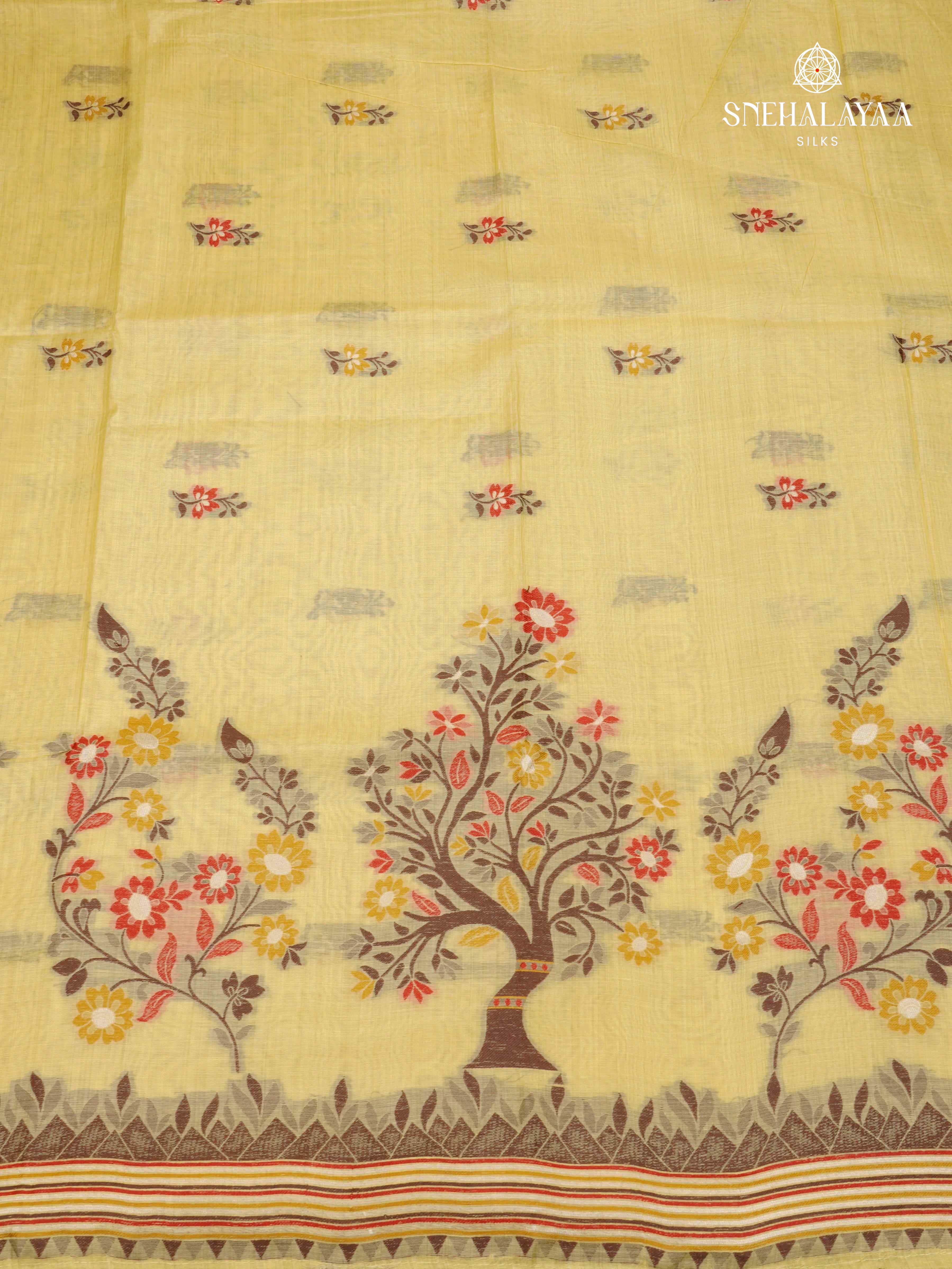 Pastel Yellow Munga Cotton Saree