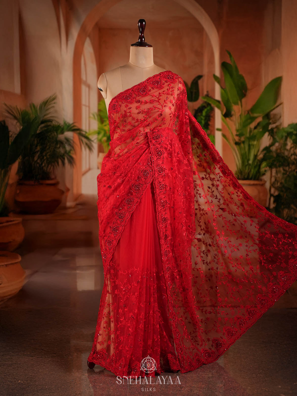 Red Designer Saree