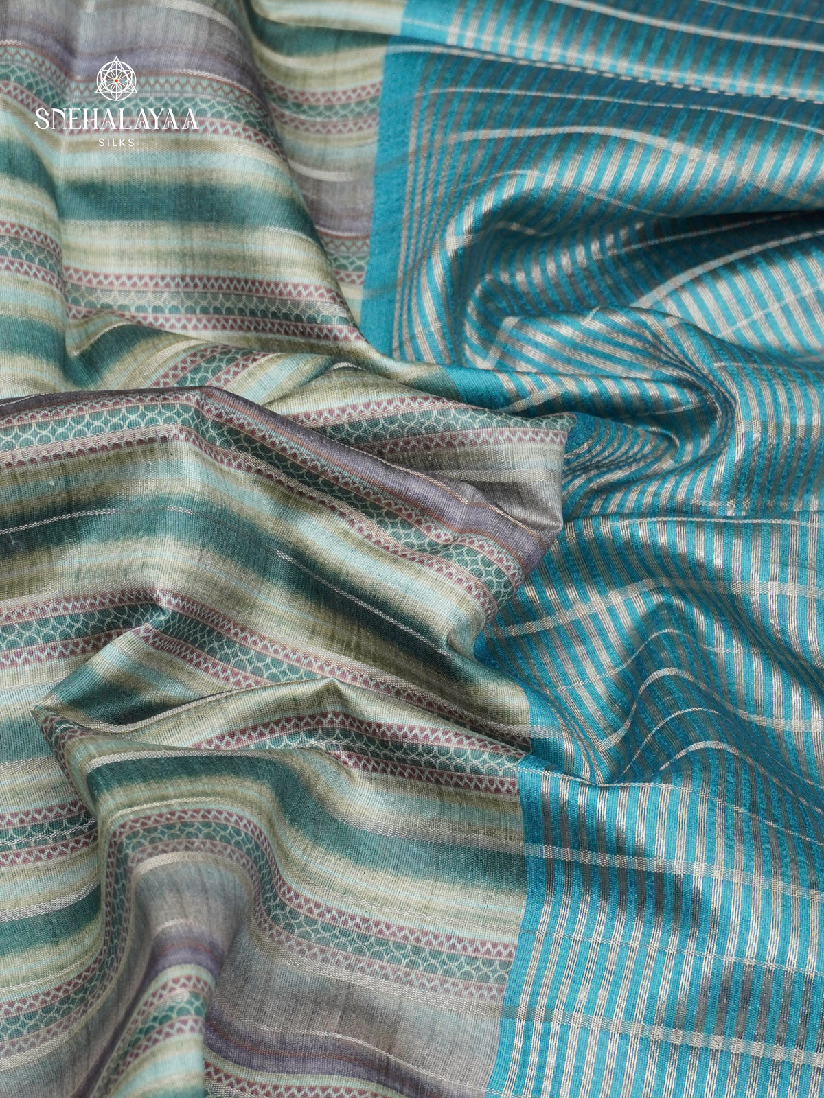 Ice Blue Jute Saree
