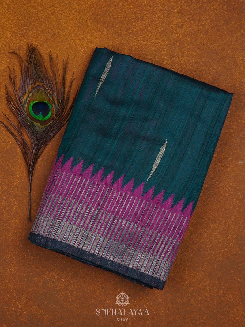 Teal Green Munga Tussar Saree