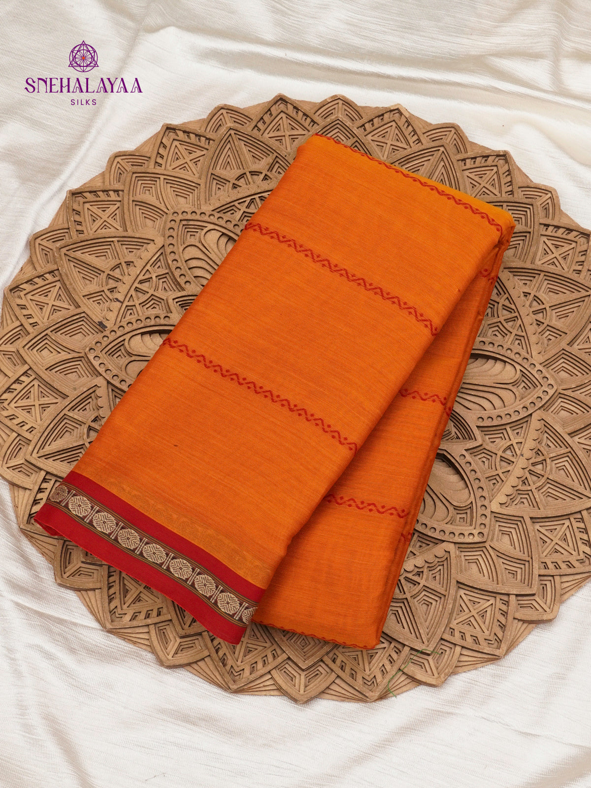 Orange Narayanpet Cotton Saree