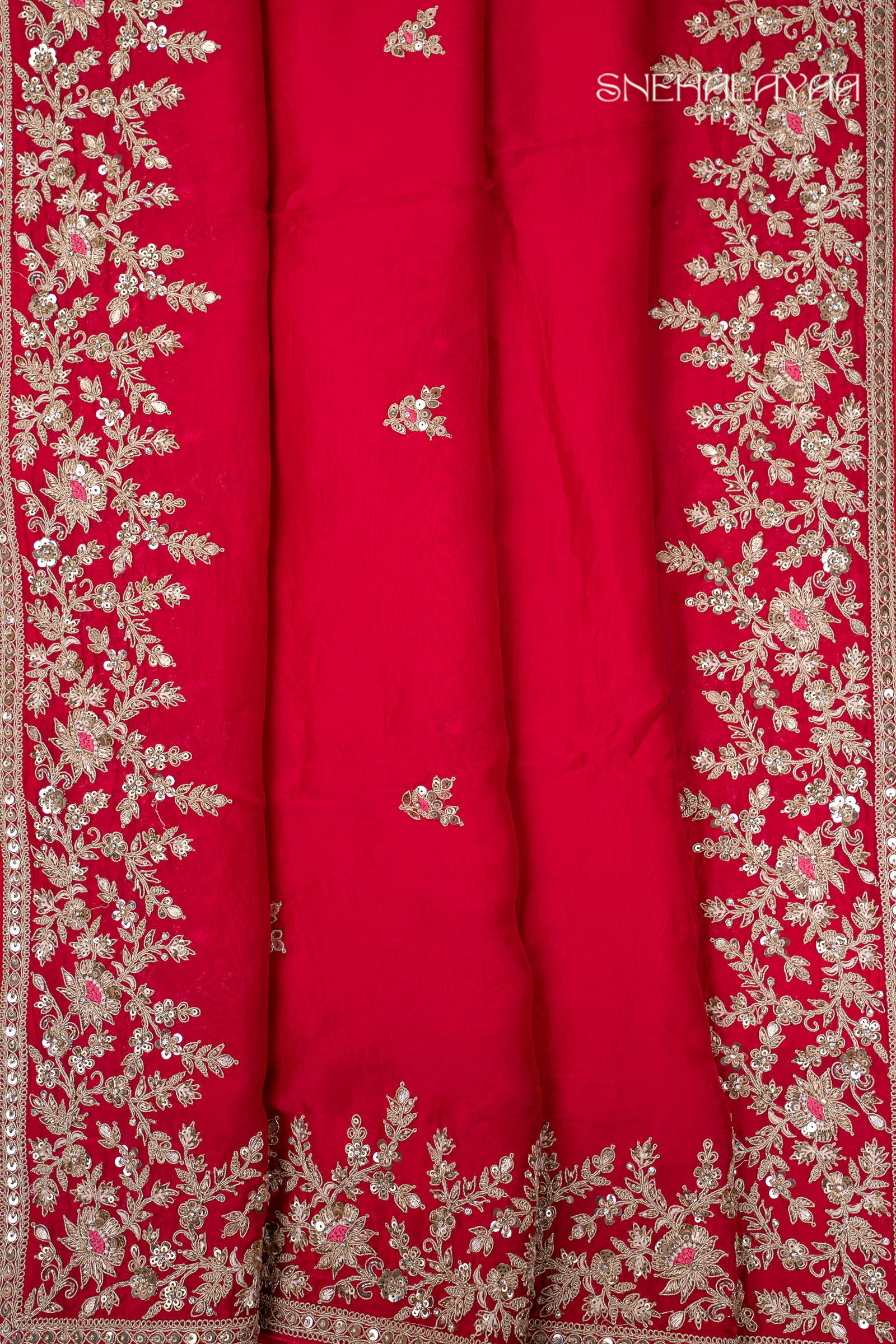 Rose Red Designer Saree
