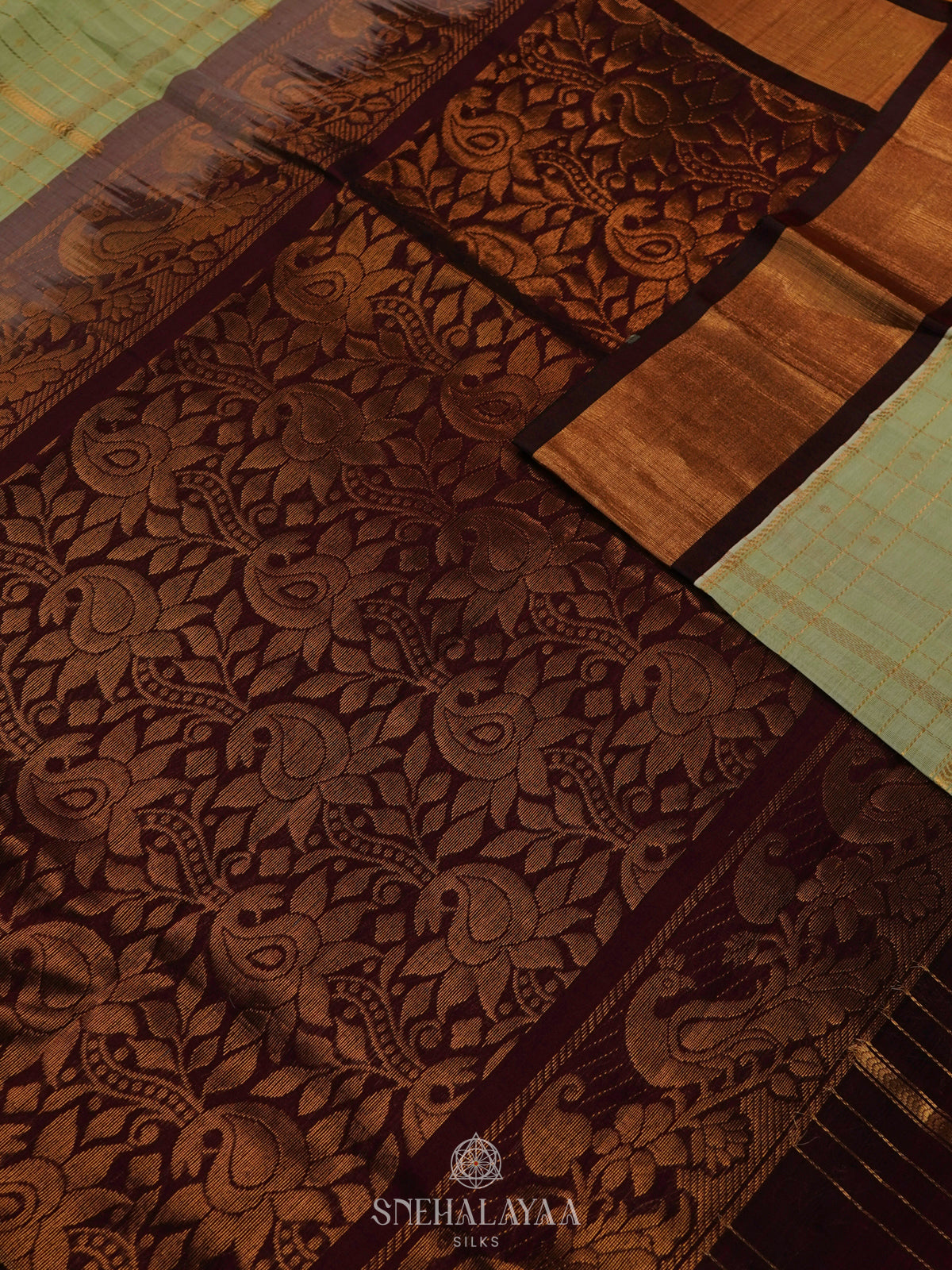 Pista Green Kuppadam Silk Cotton Saree with Rich Zari Pallu