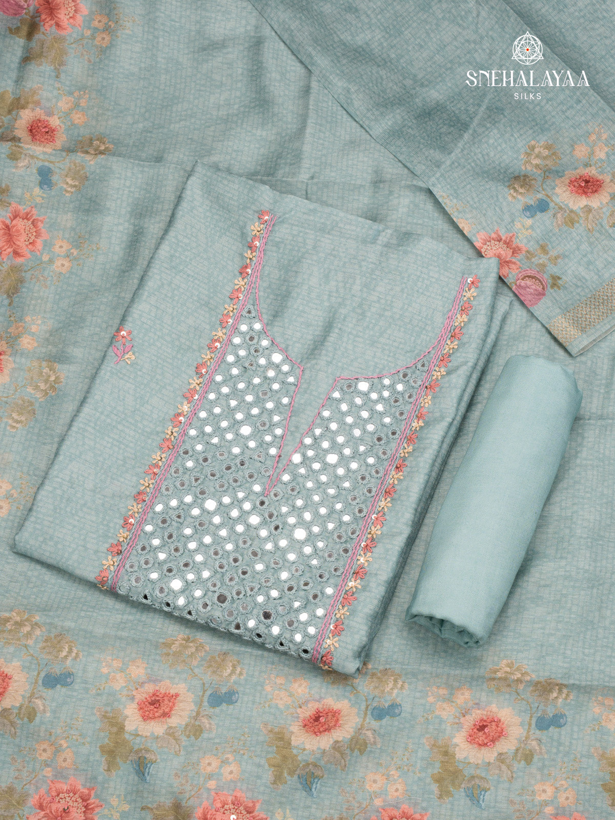 Blue Linen 3-Piece Salwar Suit Material