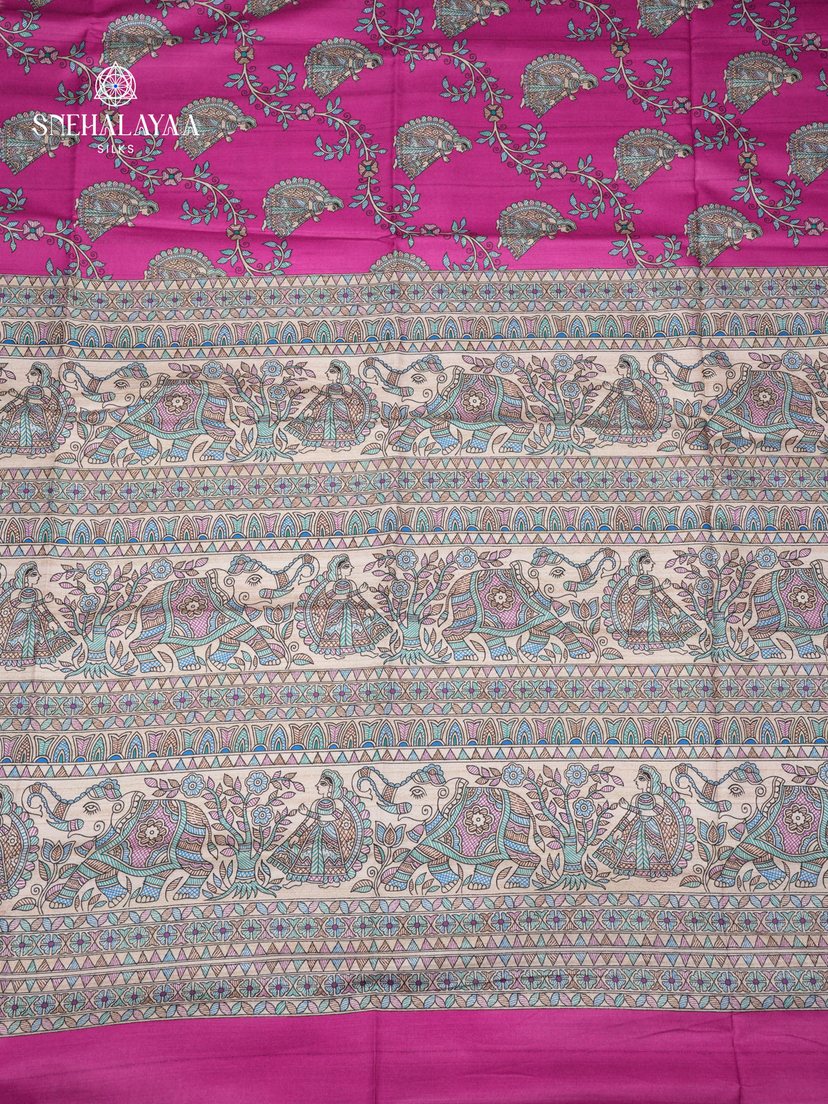Pink Madhubani Printed Saree