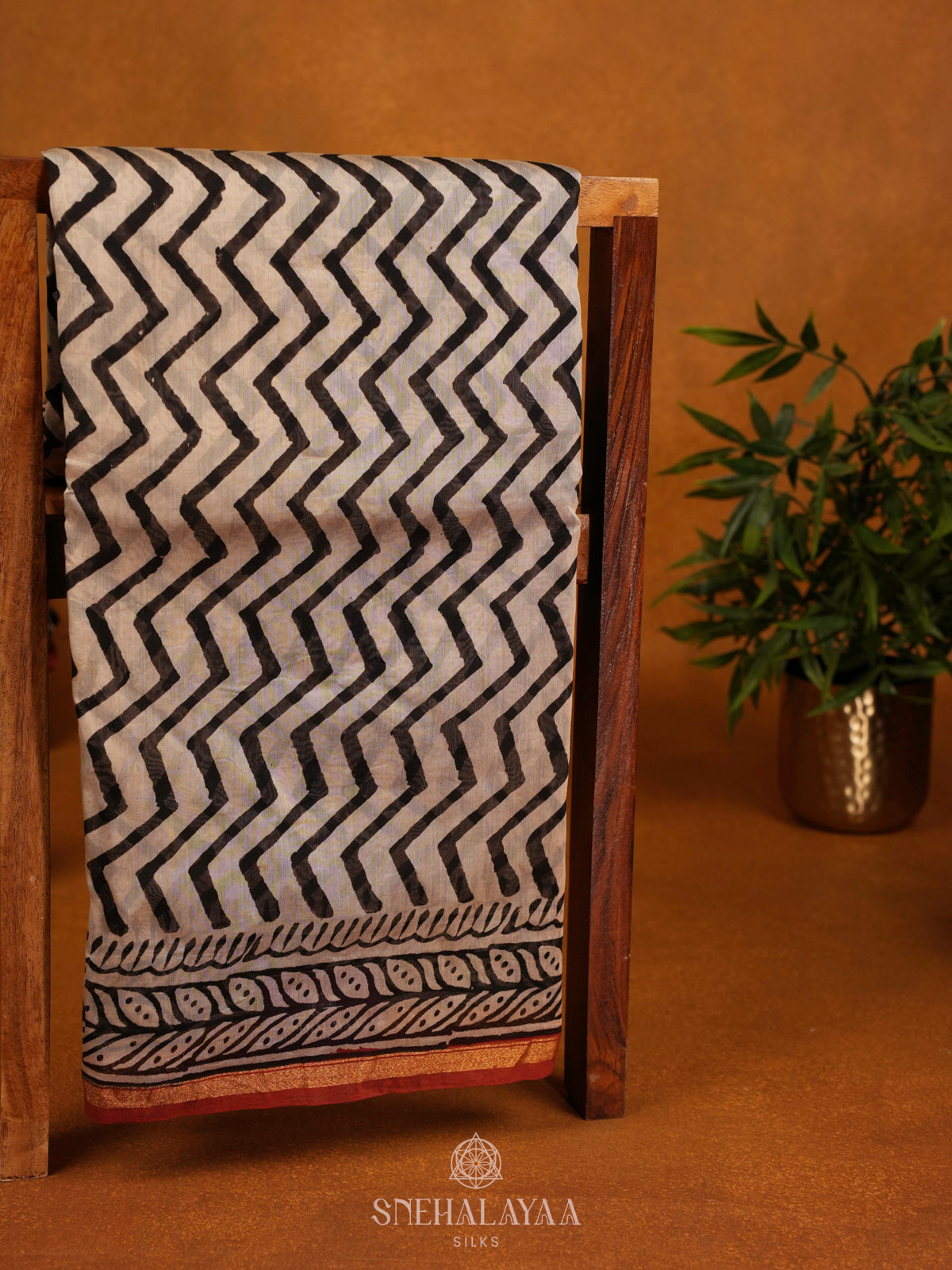Beige Chanderi Saree