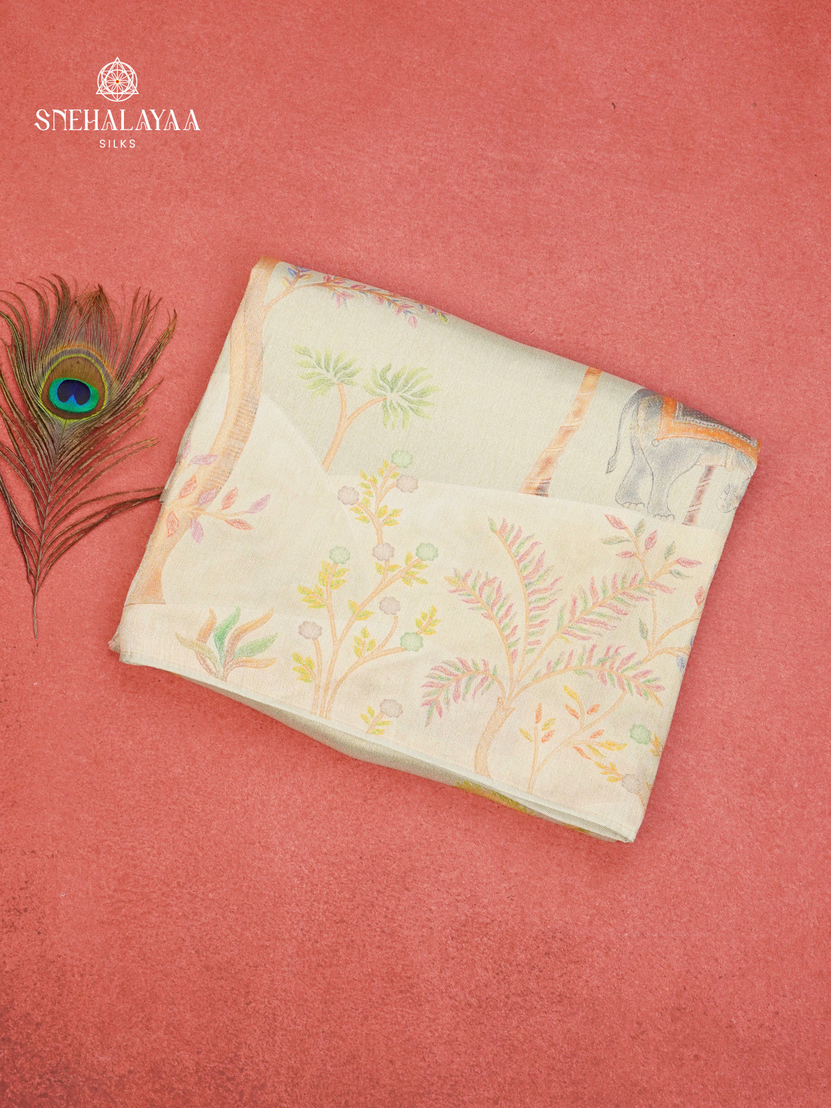 Off White Tissue Tussar Saree