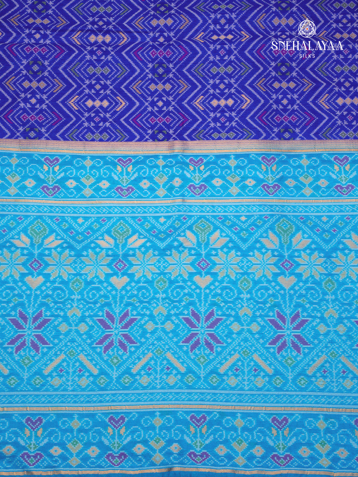 Blue Ikat Silk Saree