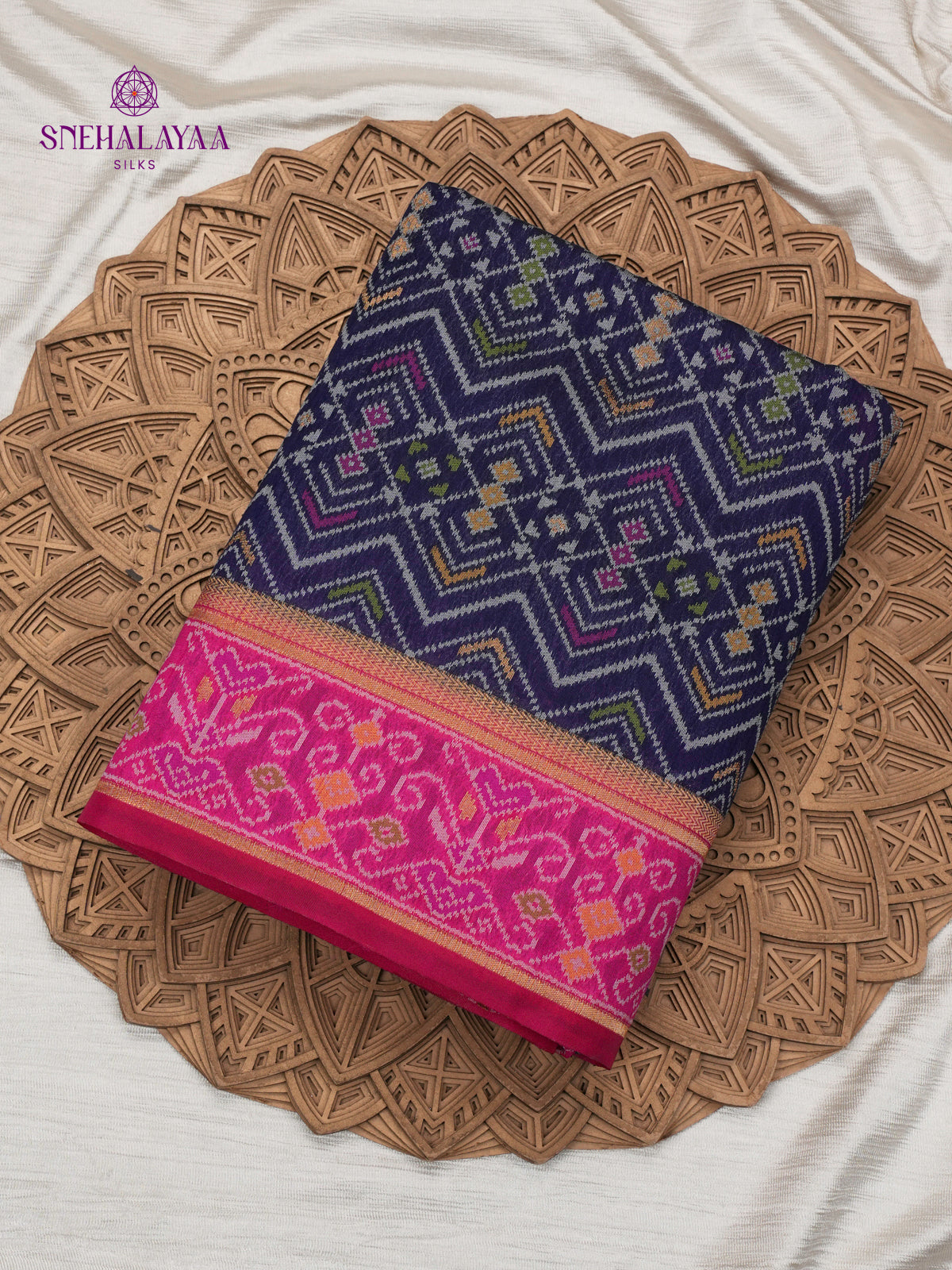 Navy Blue Ikat Saree