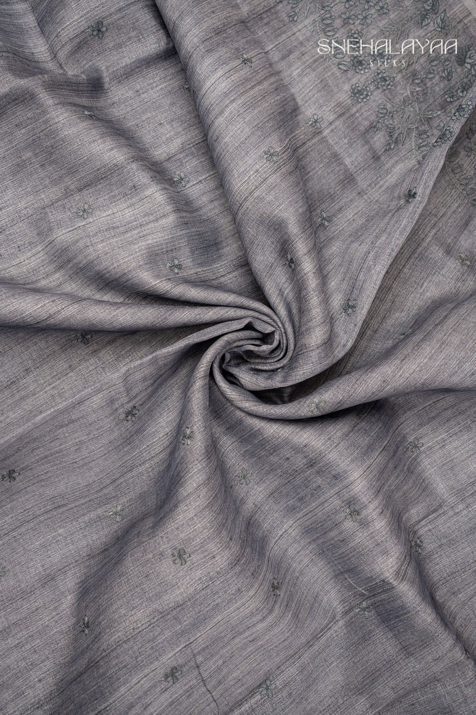 Silver Grey Linen Kota Saree