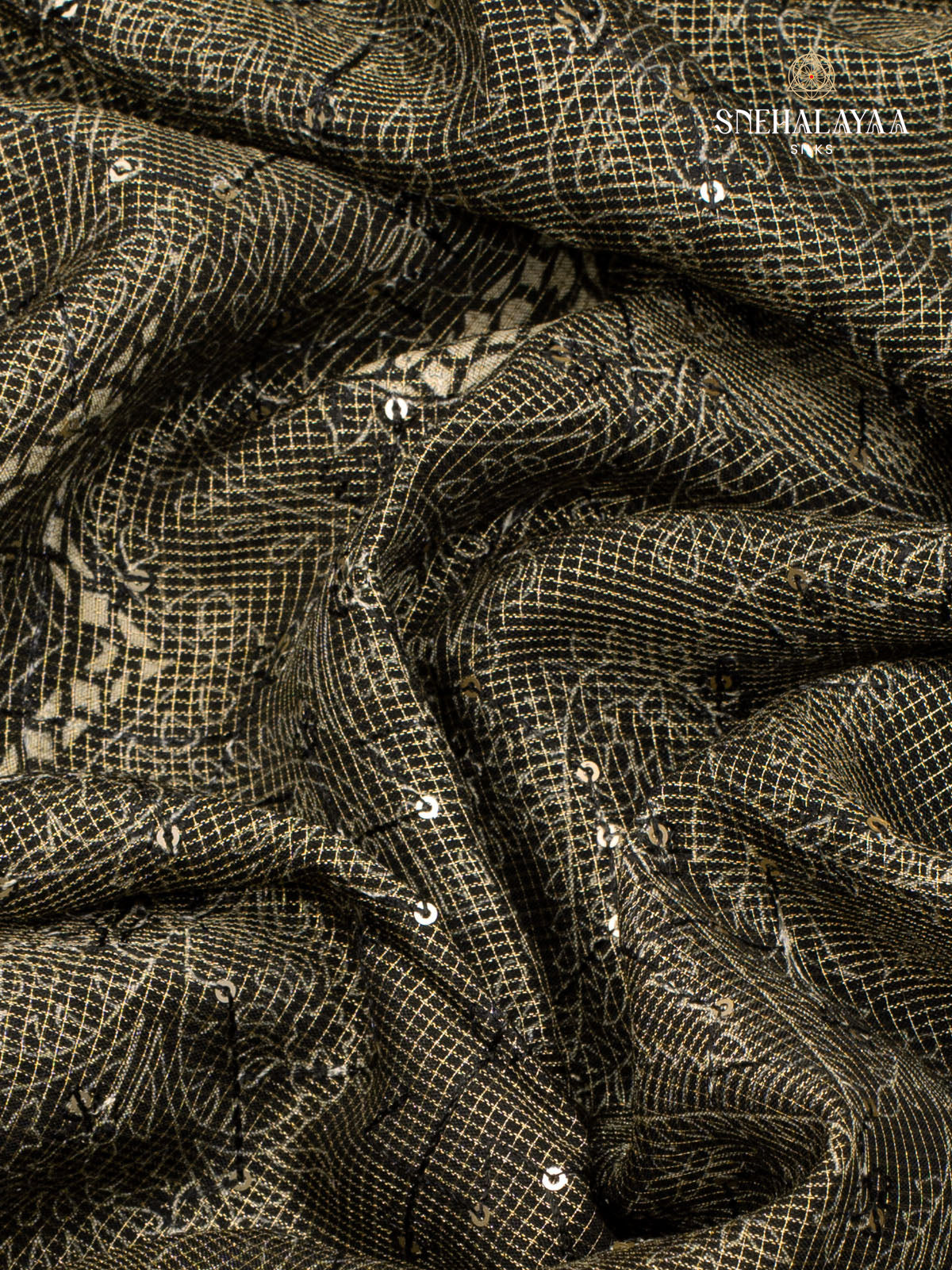 Black Dola Silk Embroidery Saree