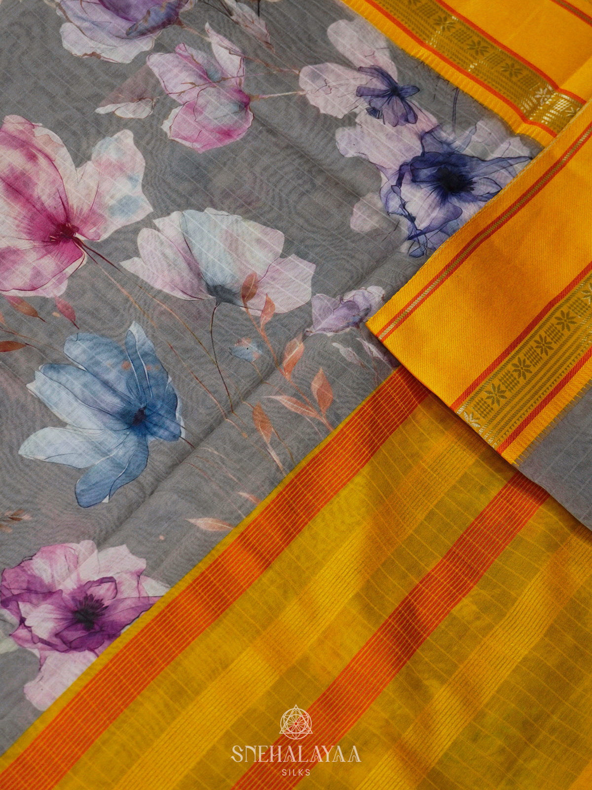 Grey Chanderi Saree