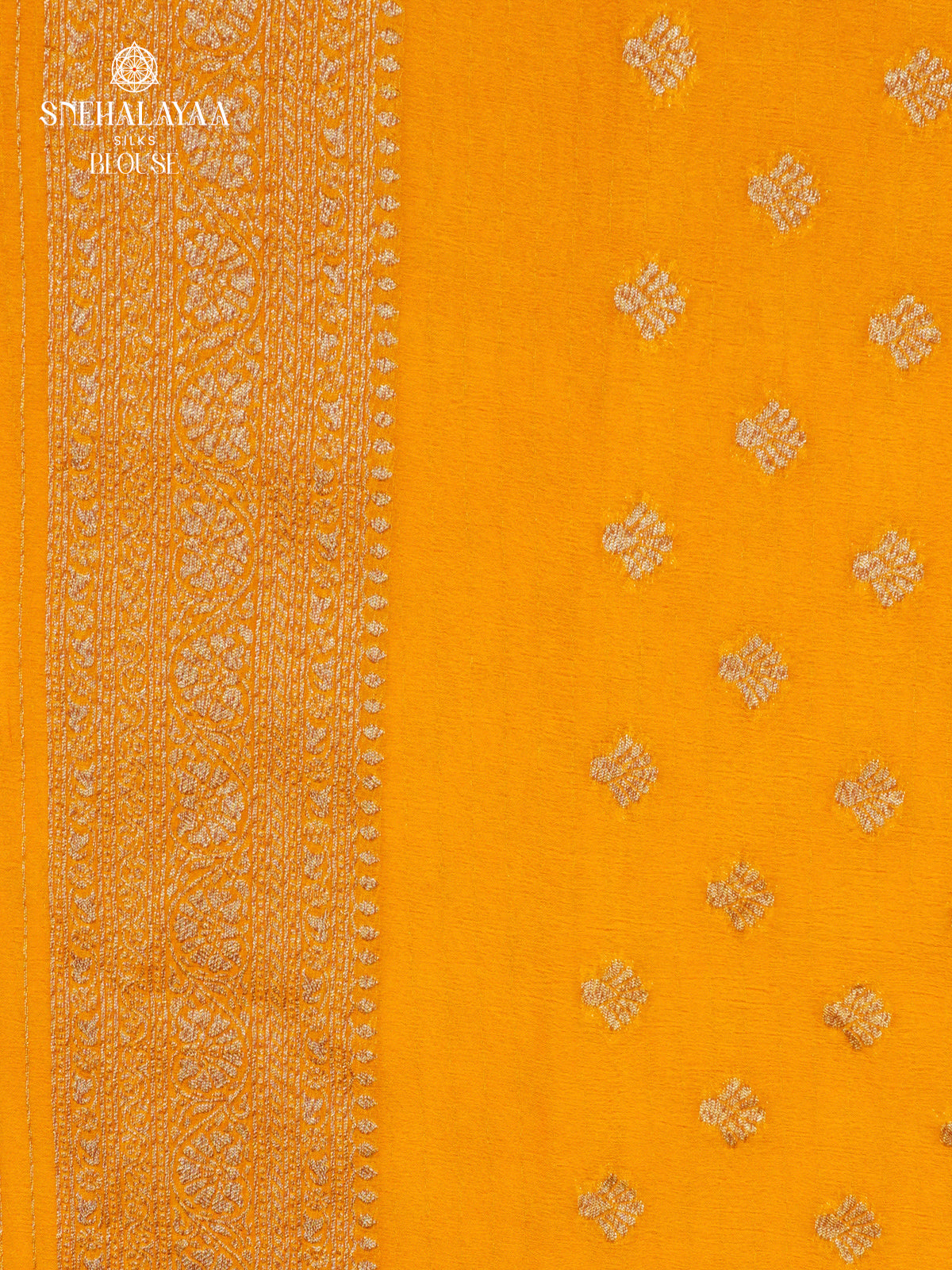 Mango Yellow Banaras Crepe Silk Saree