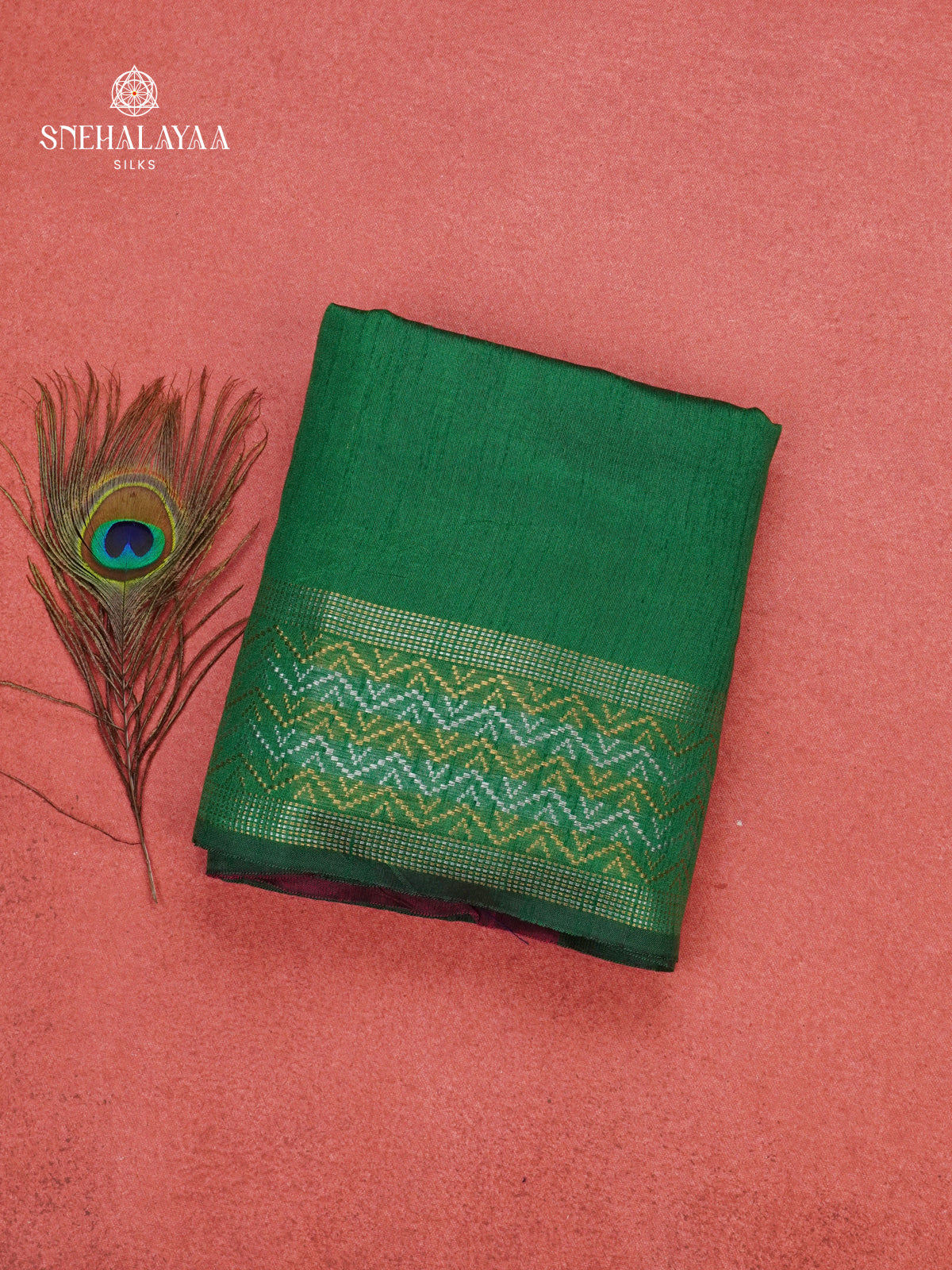 Bottle Green Dupion Silk Saree