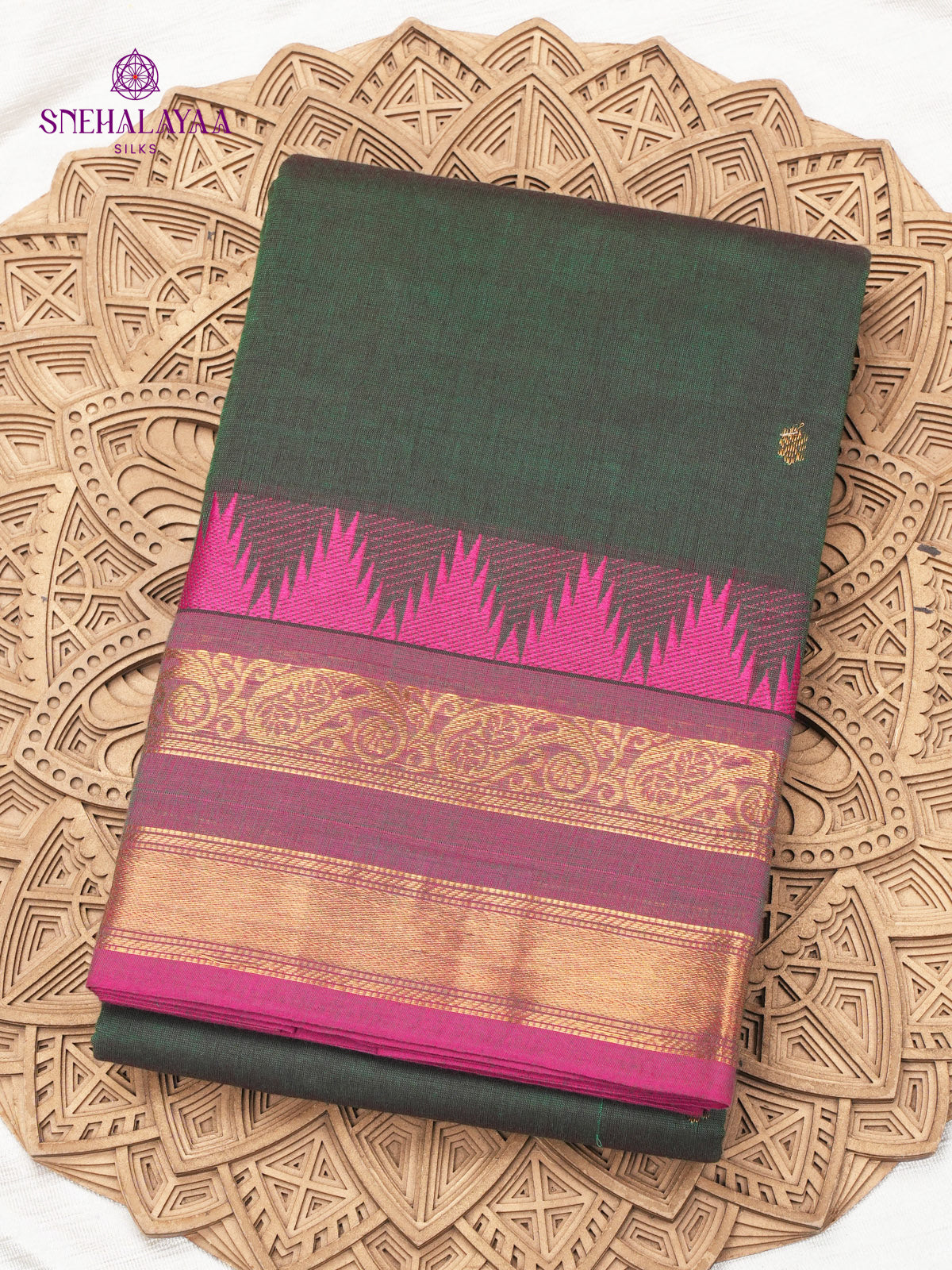 Forest Green Chettinad Cotton Saree