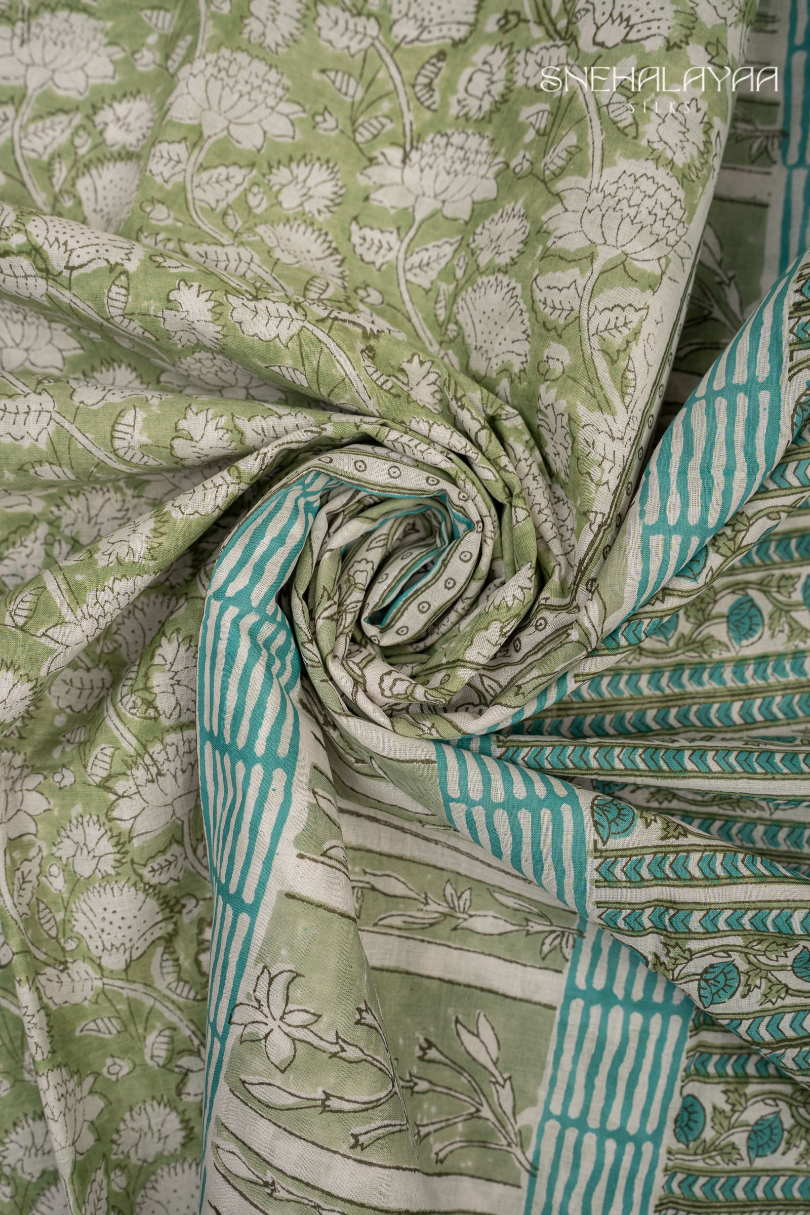 Olive Green Jaipur Cotton Saree