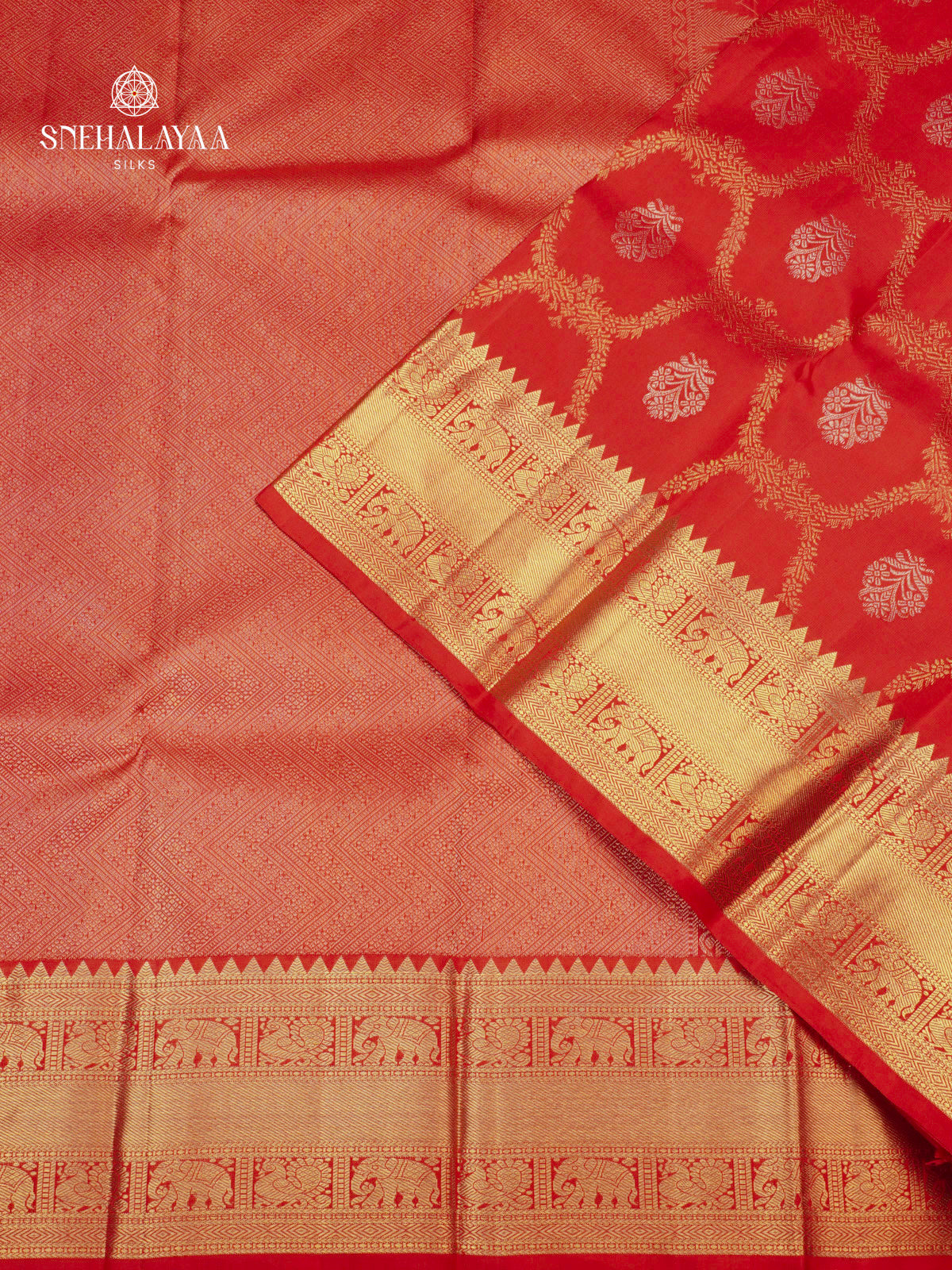 Rust Orange Kanjivaram Silk Saree