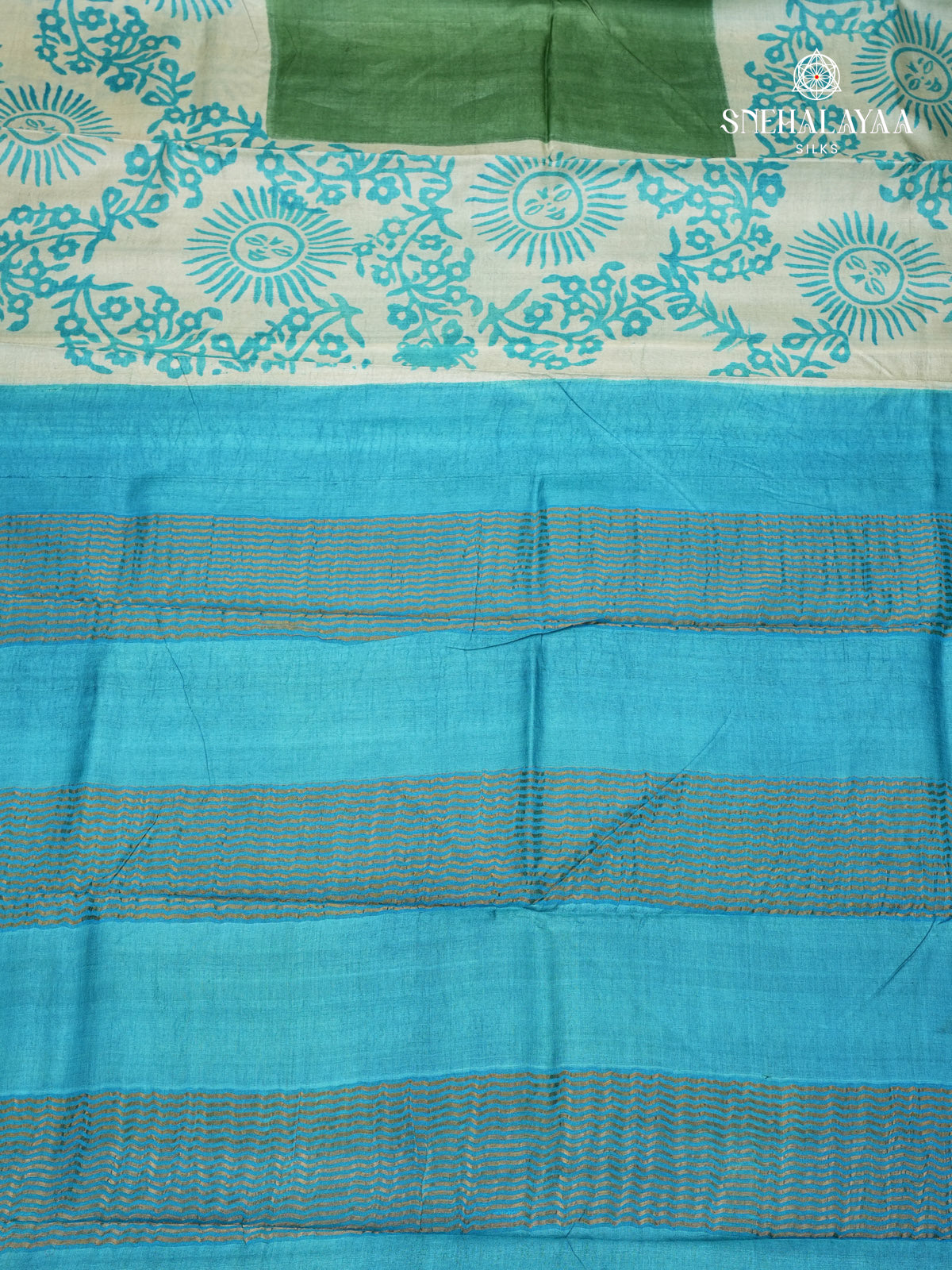 Olive Green Tussar Silk Saree