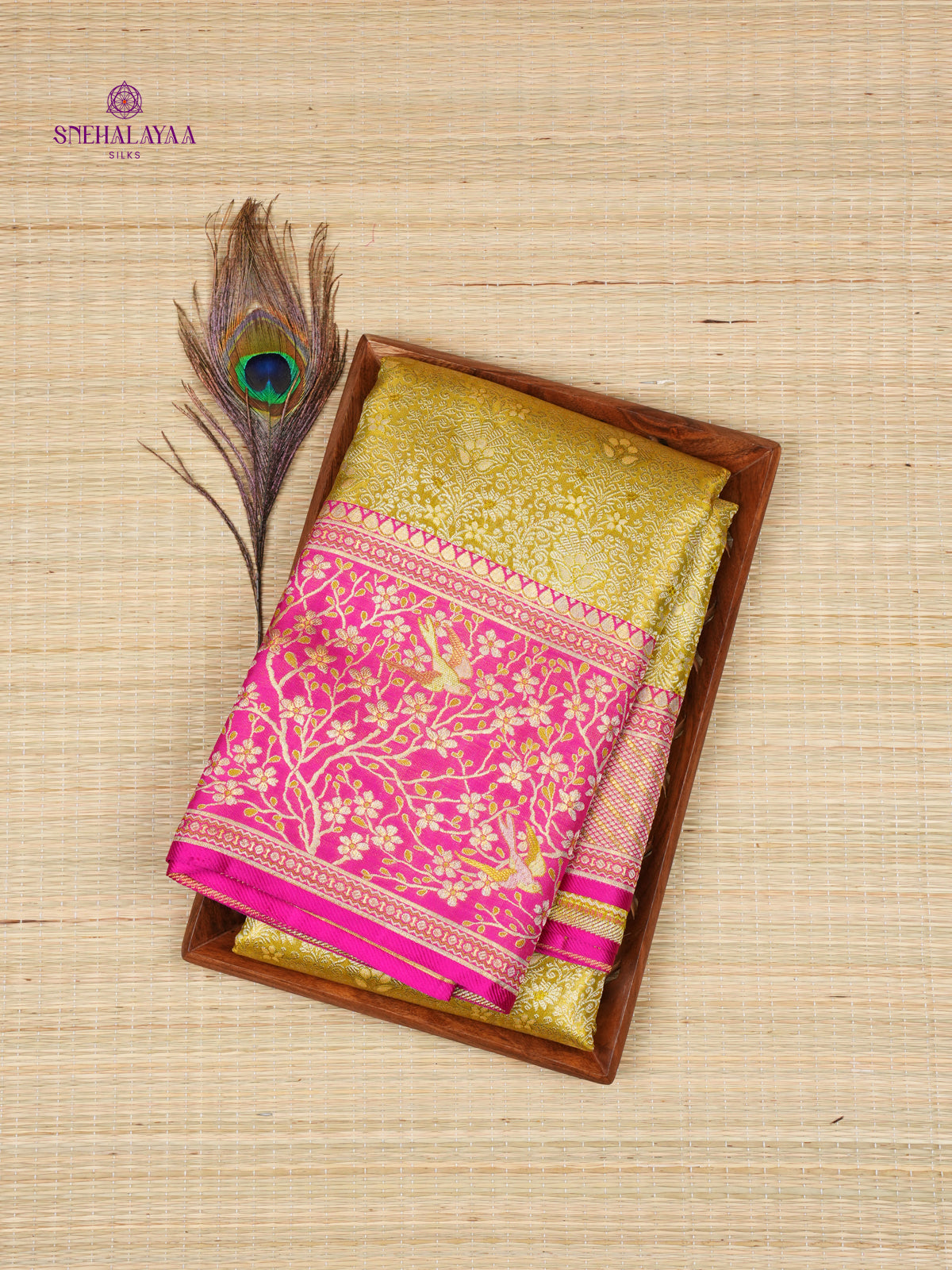 Lime Green Kanjivaram Silk Saree