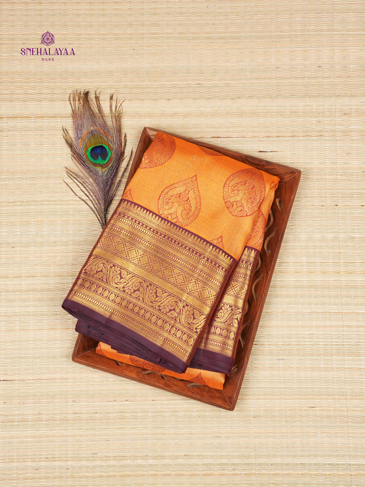 Mustard Orange Kanjivaram silk saree