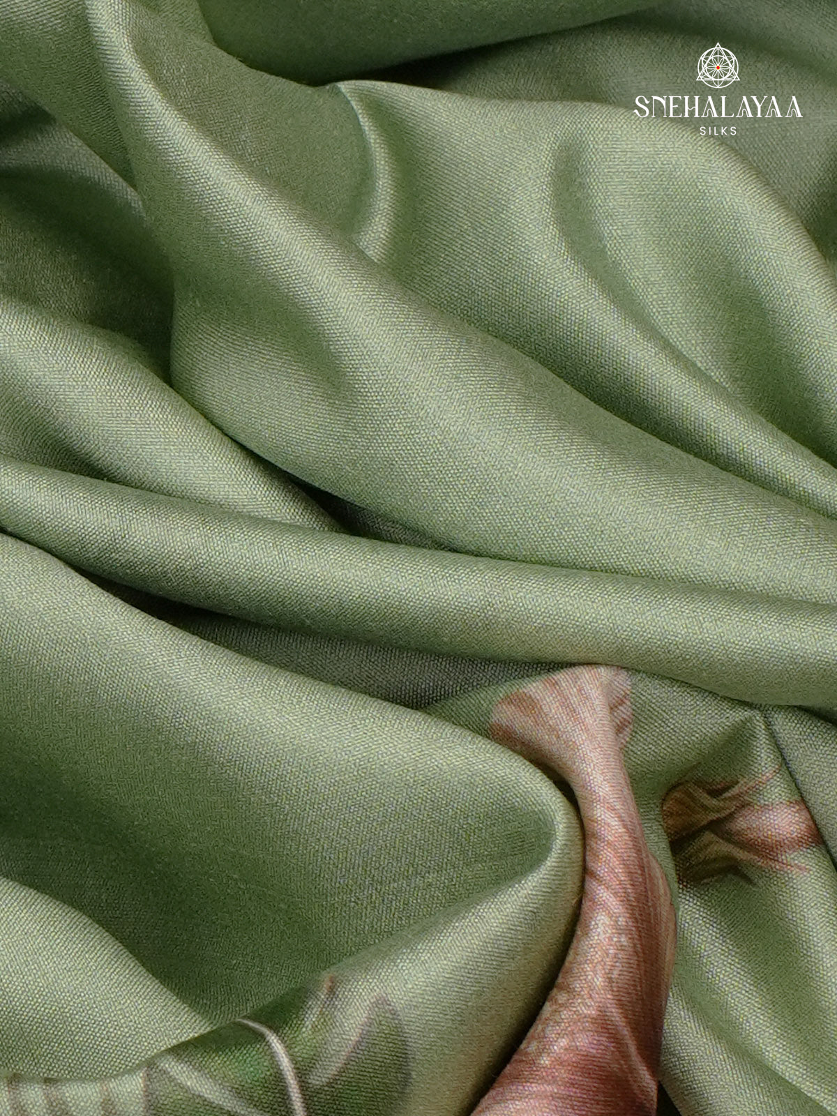 Mint Green Chiniya Silk Saree