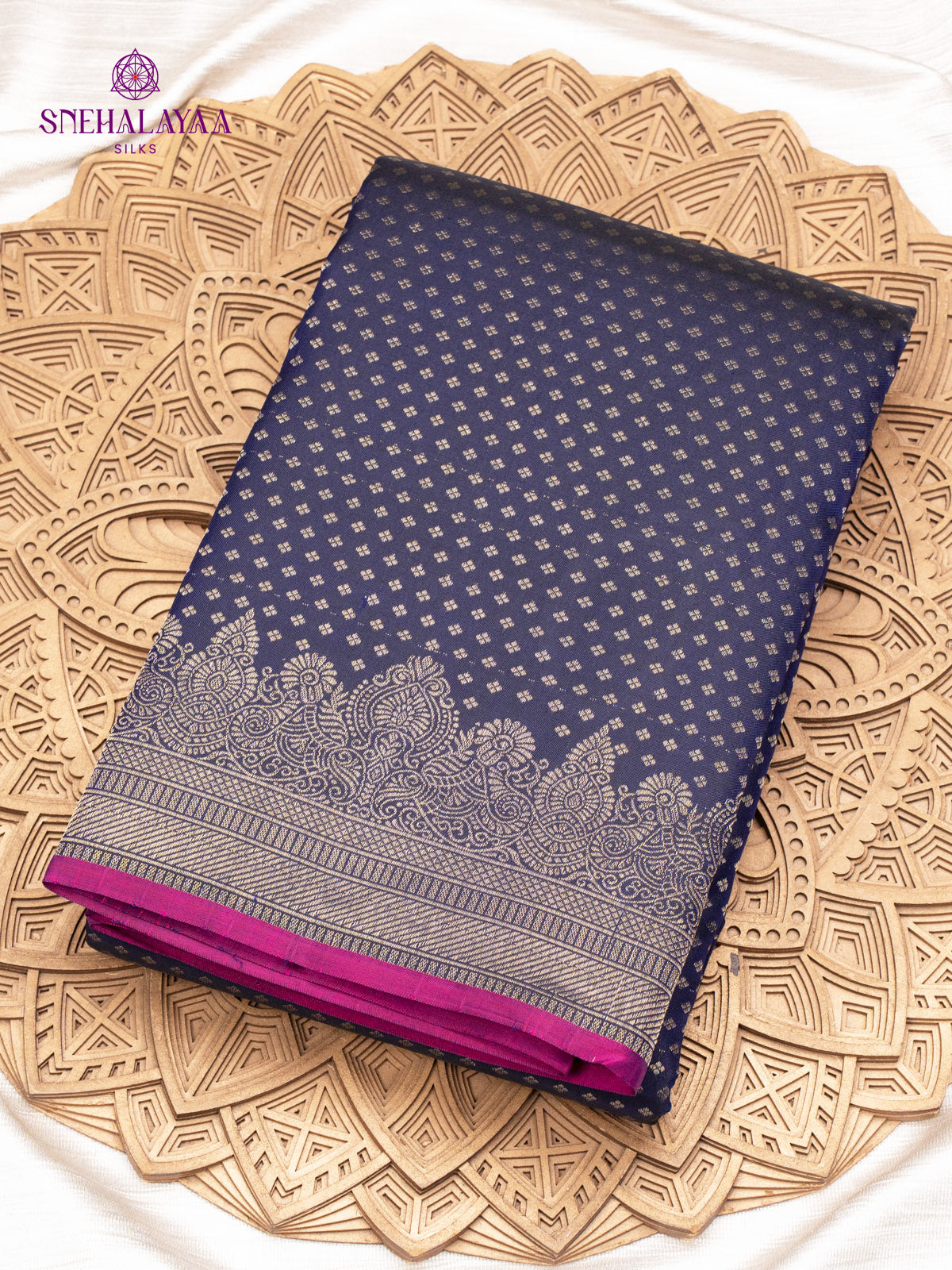 Navy Blue Kanjivaram Silk Saree