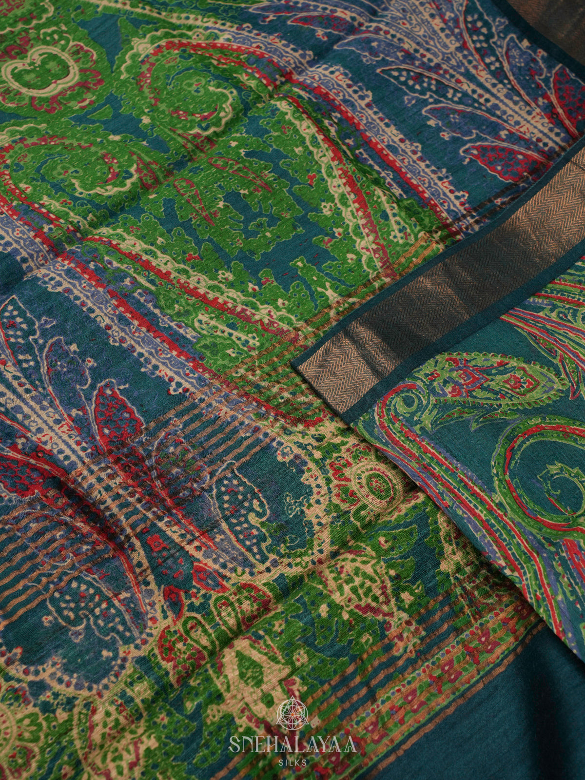 Peacock Blue Chanderi Saree